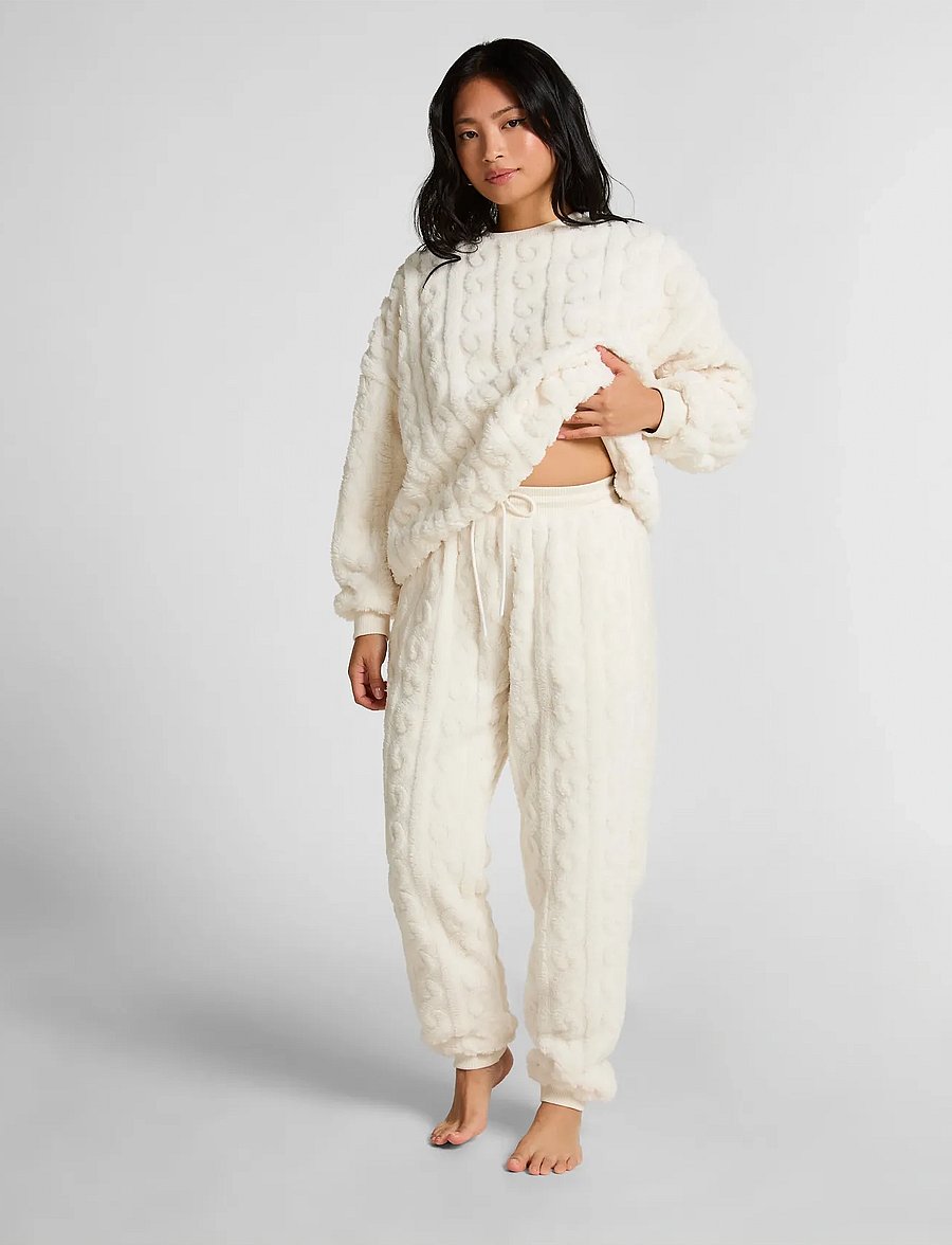 Hunkemöller - Jogger Cable Fleece - pidžaamapüksid - gardenia - 0