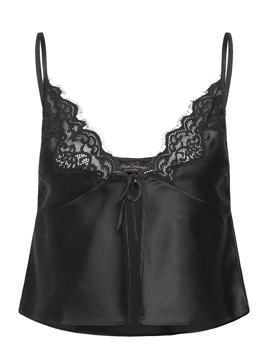 Hunkemöller - CAMI SATIN LACE MYA - oberteile - caviar - 0