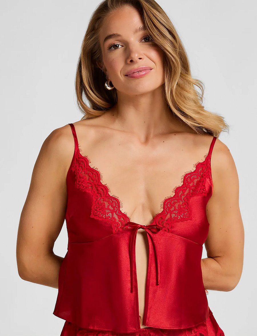 Hunkemöller - CAMI SATIN LACE MYA - overdele - chili pepper - 0