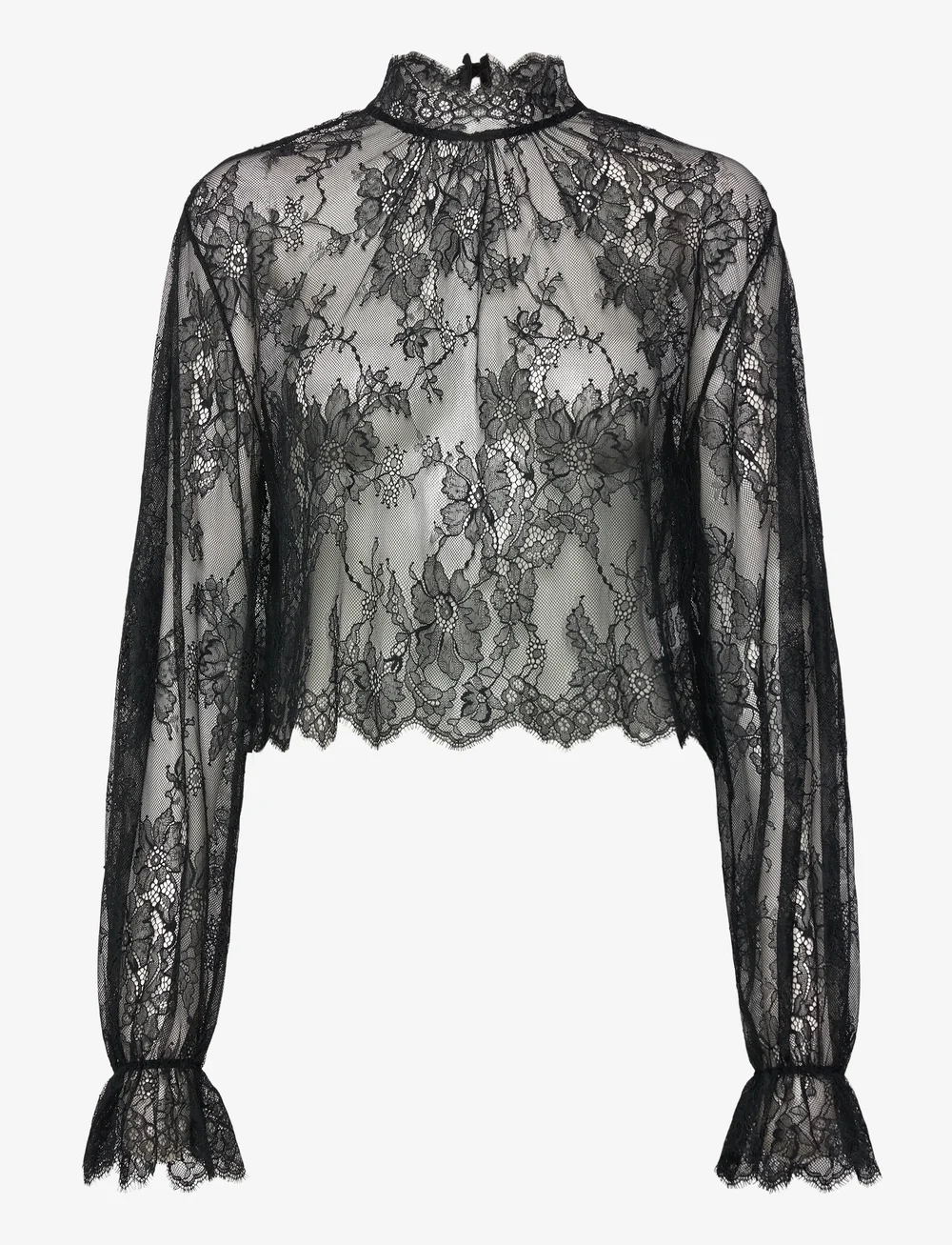 Hunkemöller - TOP LS LACE CECILIA - oberteile - caviar - 1