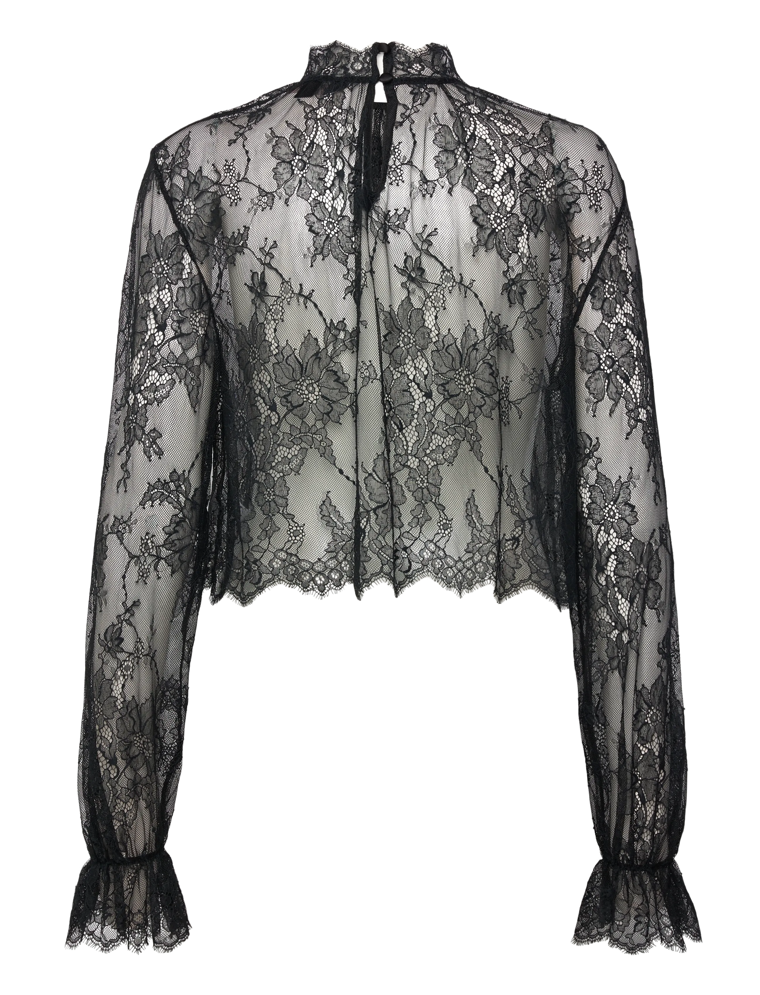 Hunkemöller - TOP LS LACE CECILIA - caviar - 2