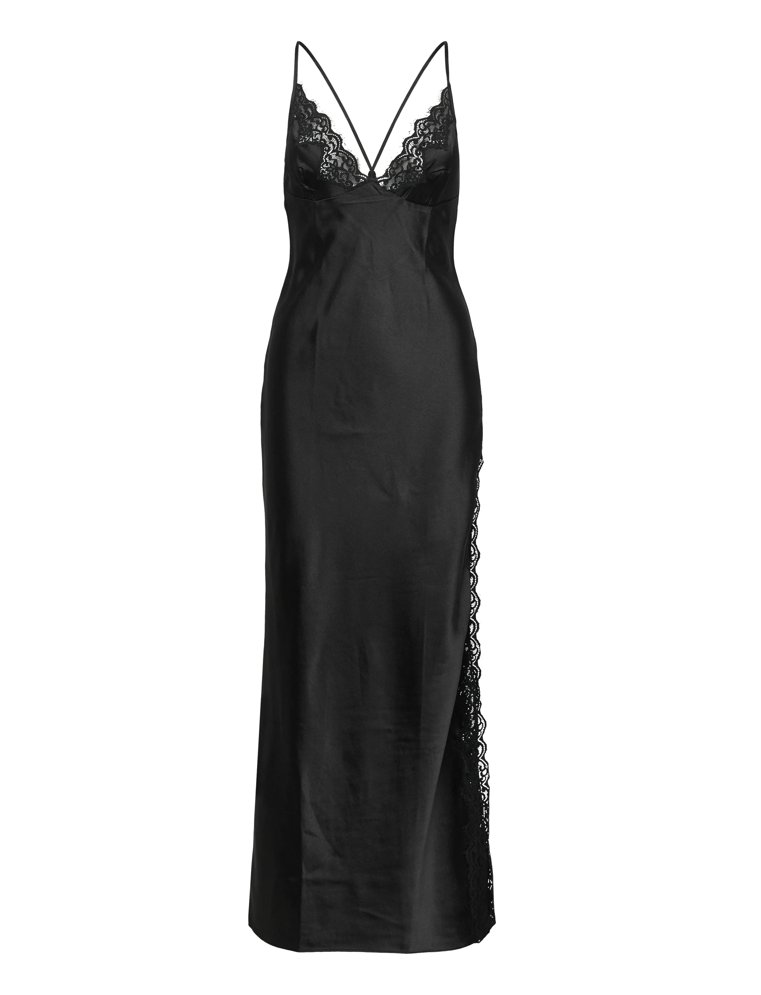 Hunkemöller SD LONG SATIN LACE MYA - Underkläder - CAVIAR / black