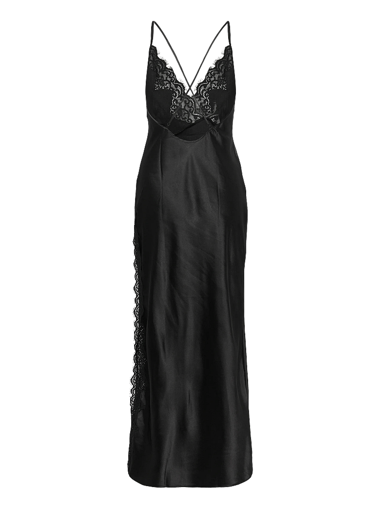 Hunkemöller - SD LONG SATIN LACE MYA - Öösärgid - caviar - 1