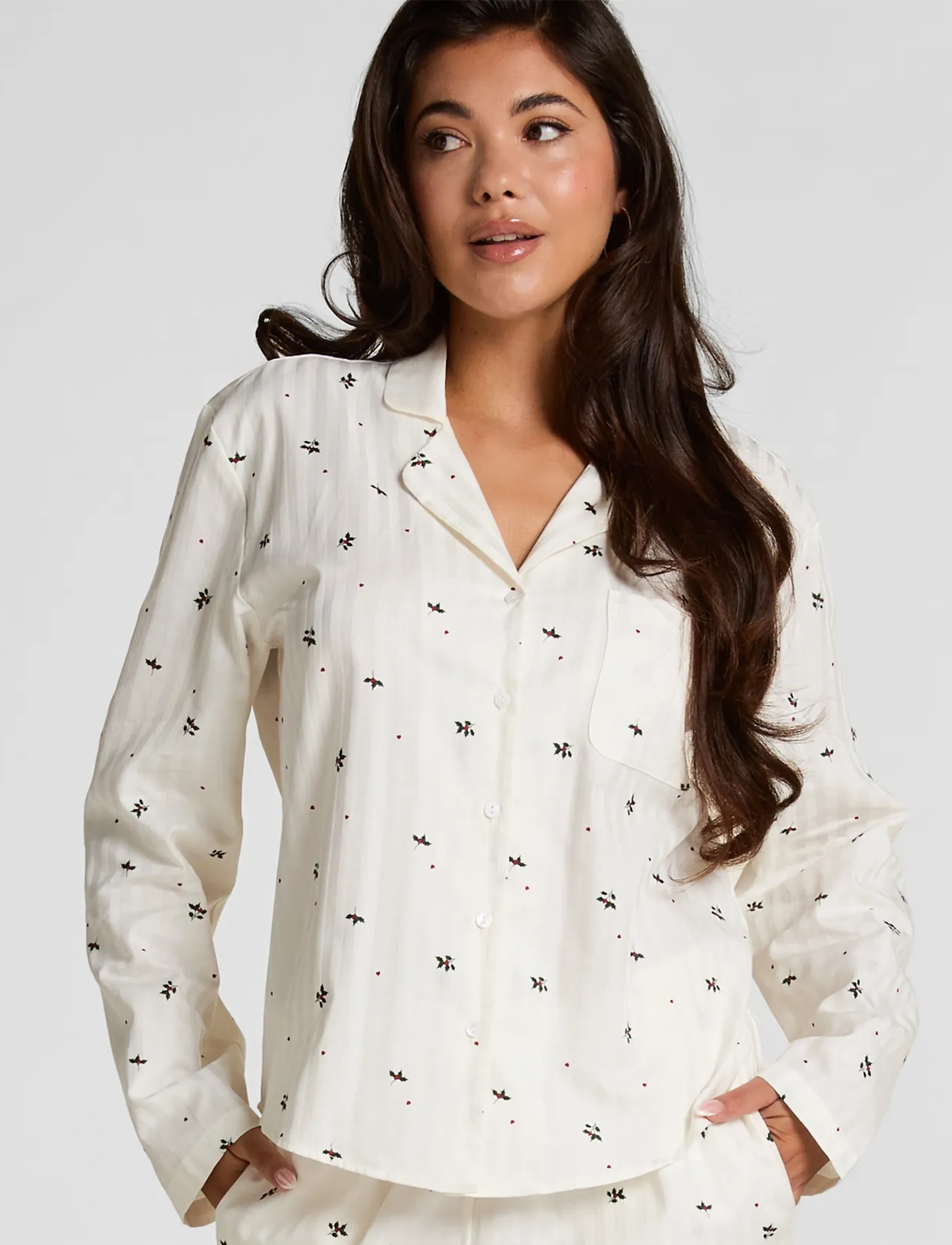 Hunkemöller - JACKET LS CO JACQUARD MISTLETO - tops - gardenia - 4