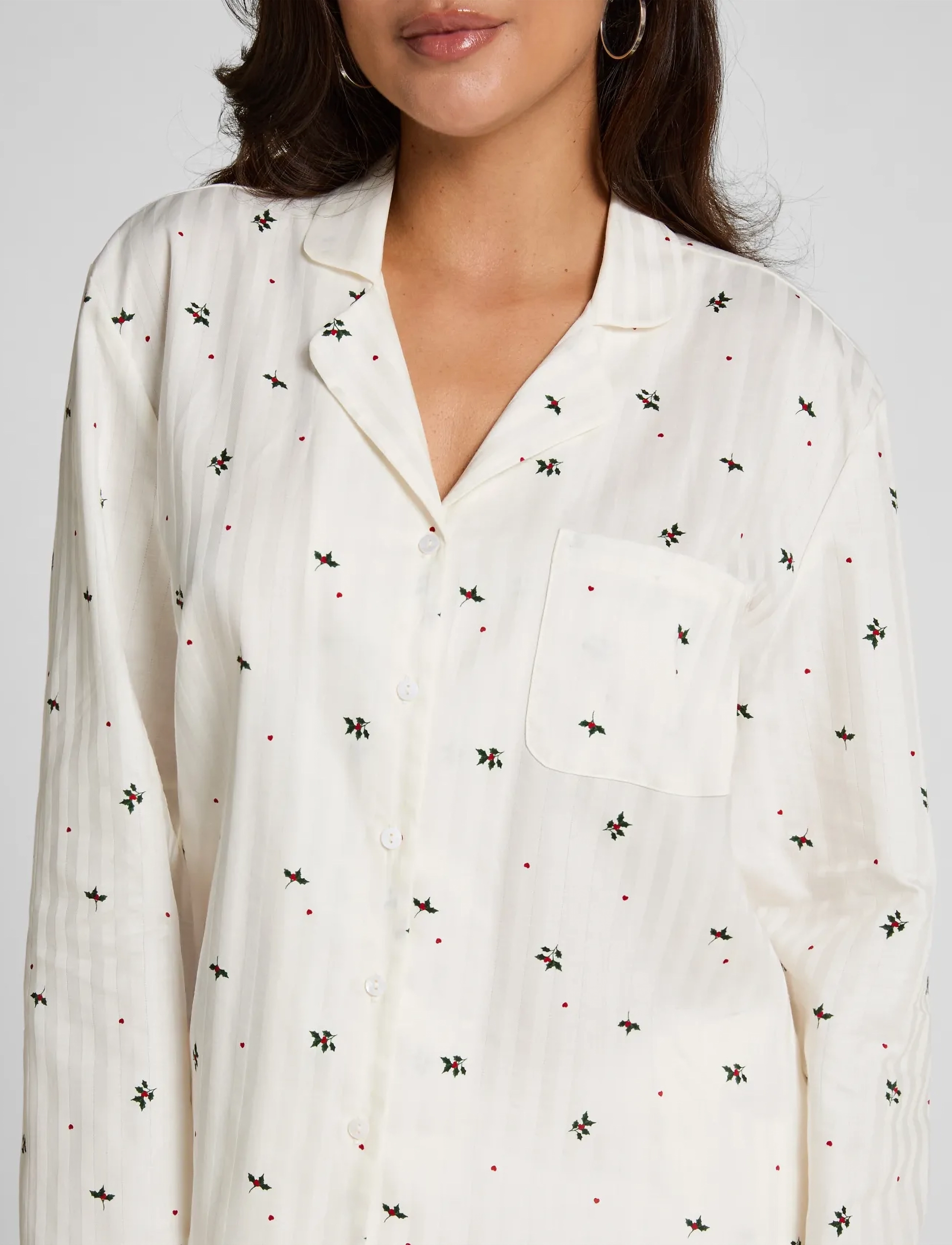 Hunkemöller - JACKET LS CO JACQUARD MISTLETO - tops - gardenia - 5