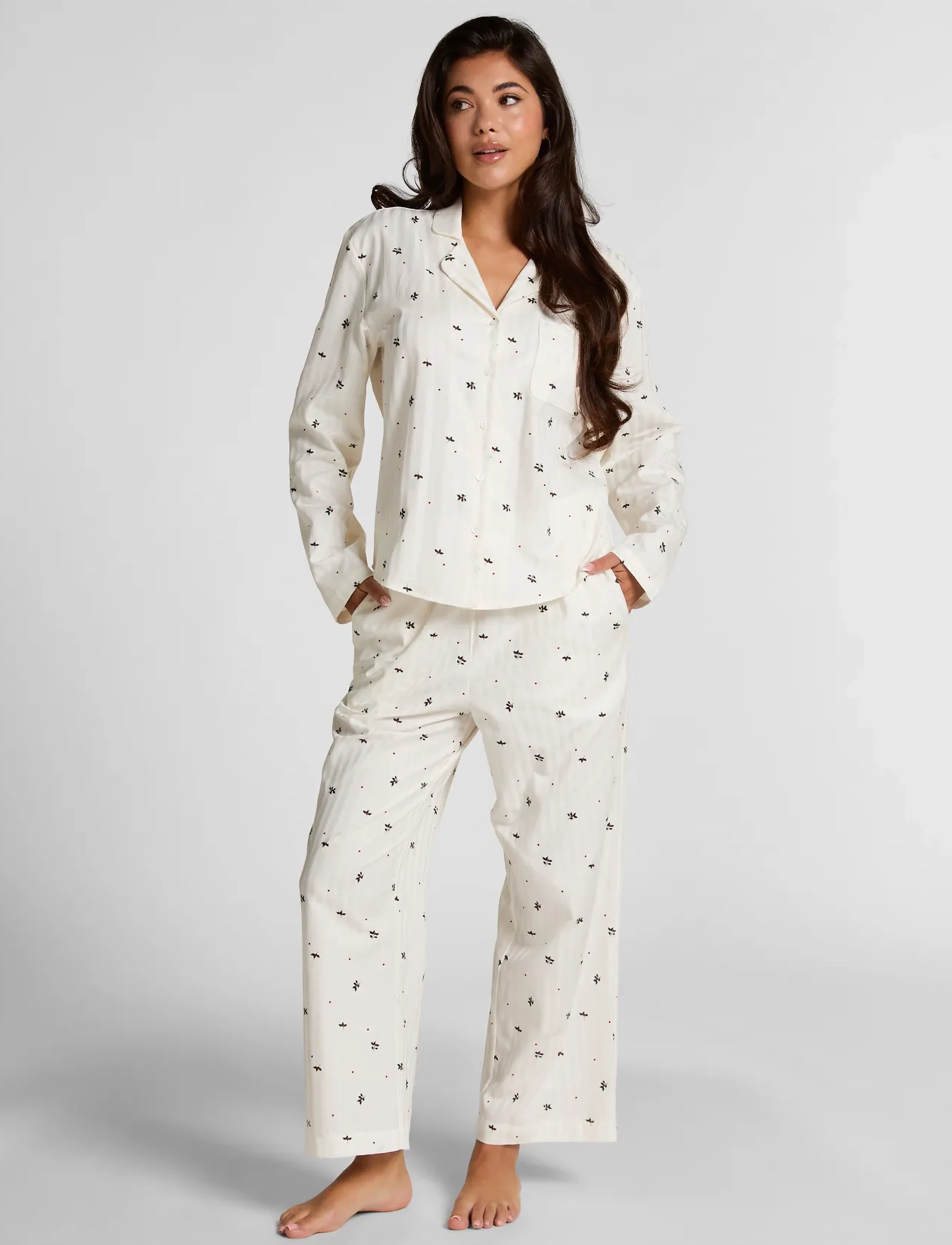 Hunkemöller PANT CO JACQUARD MISTLETOE - Nachtwäsche - GARDENIA / cream