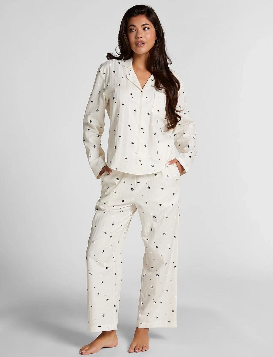 Hunkemöller - PANT CO JACQUARD MISTLETOE - pyjamahousut - gardenia - 0