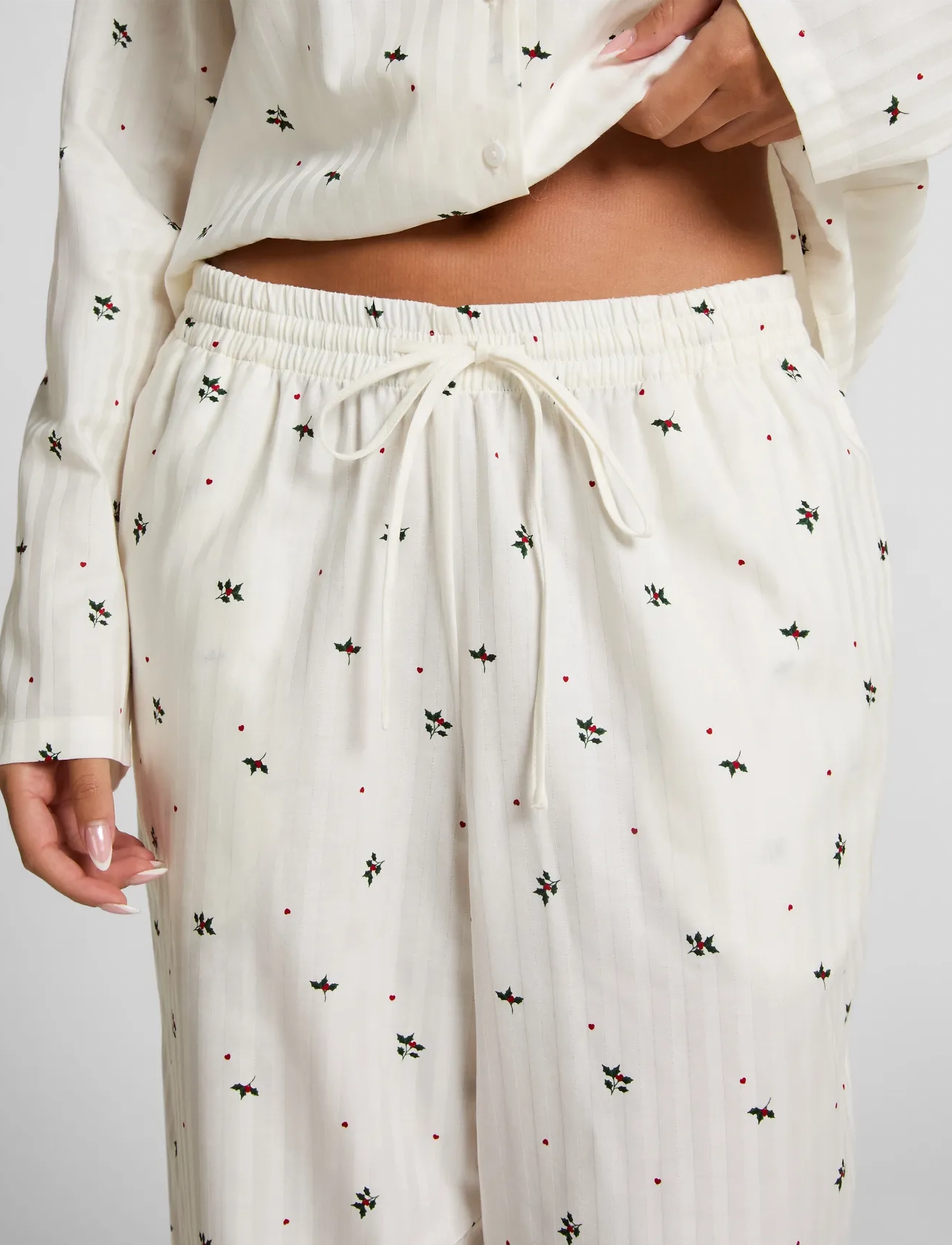 Hunkemöller - PANT CO JACQUARD MISTLETOE - pyjamahousut - gardenia - 3