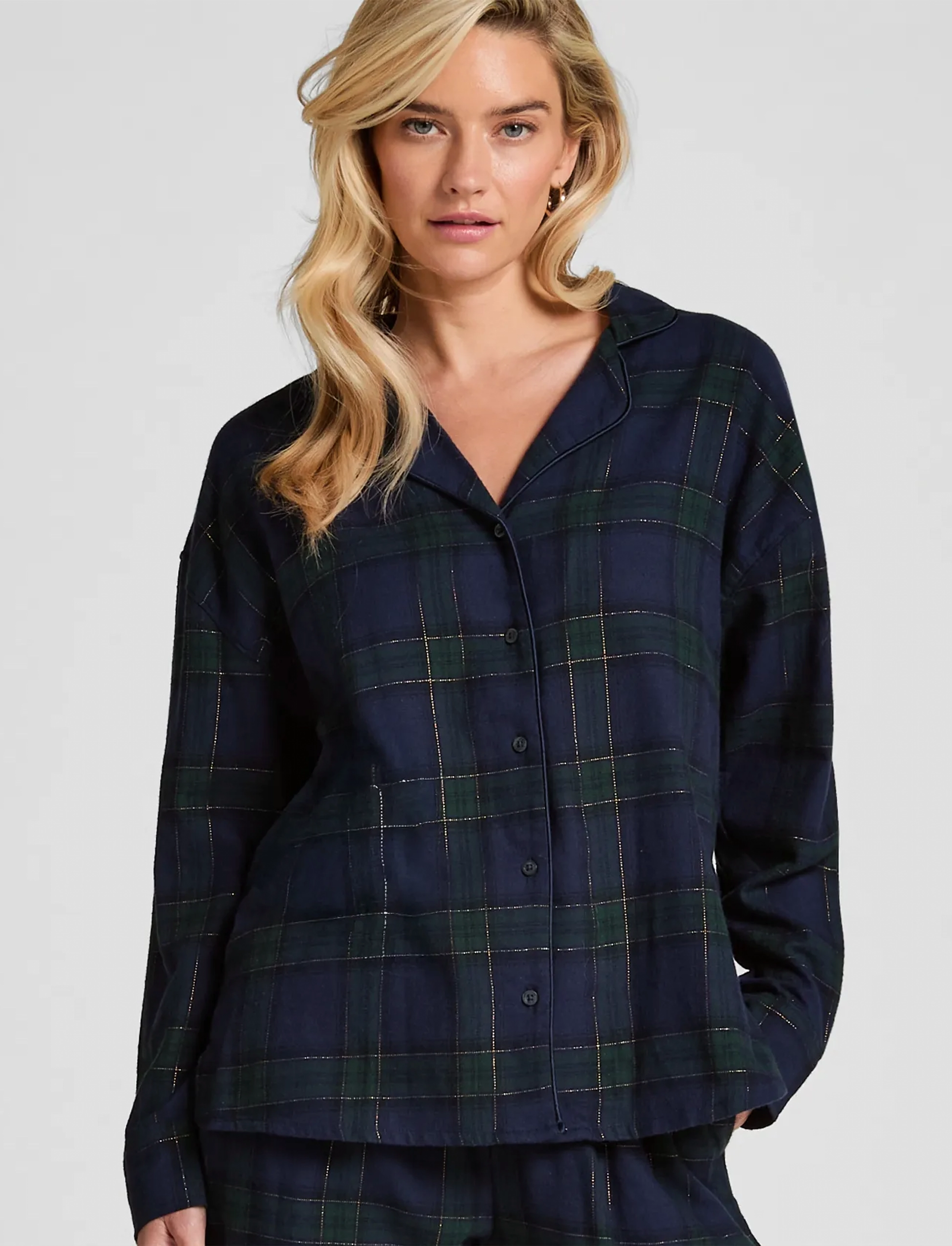 Hunkemöller JACKET LS FLANNEL TWILL CHECK - Hunkemöller - NAVAL ACADEMY / multi