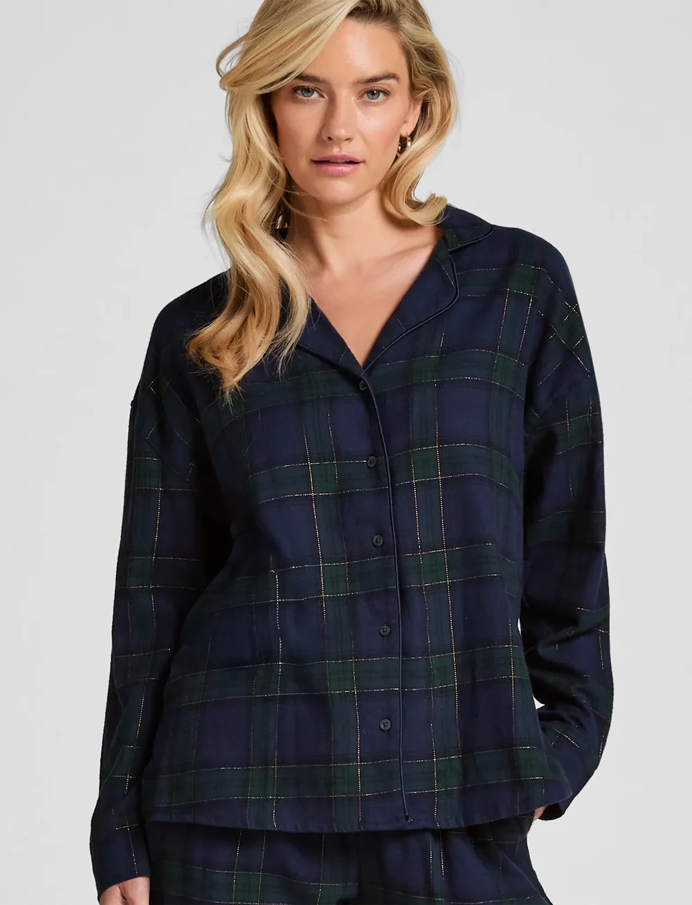 Hunkemöller - JACKET LS FLANNEL TWILL CHECK - overdele - naval academy - 0