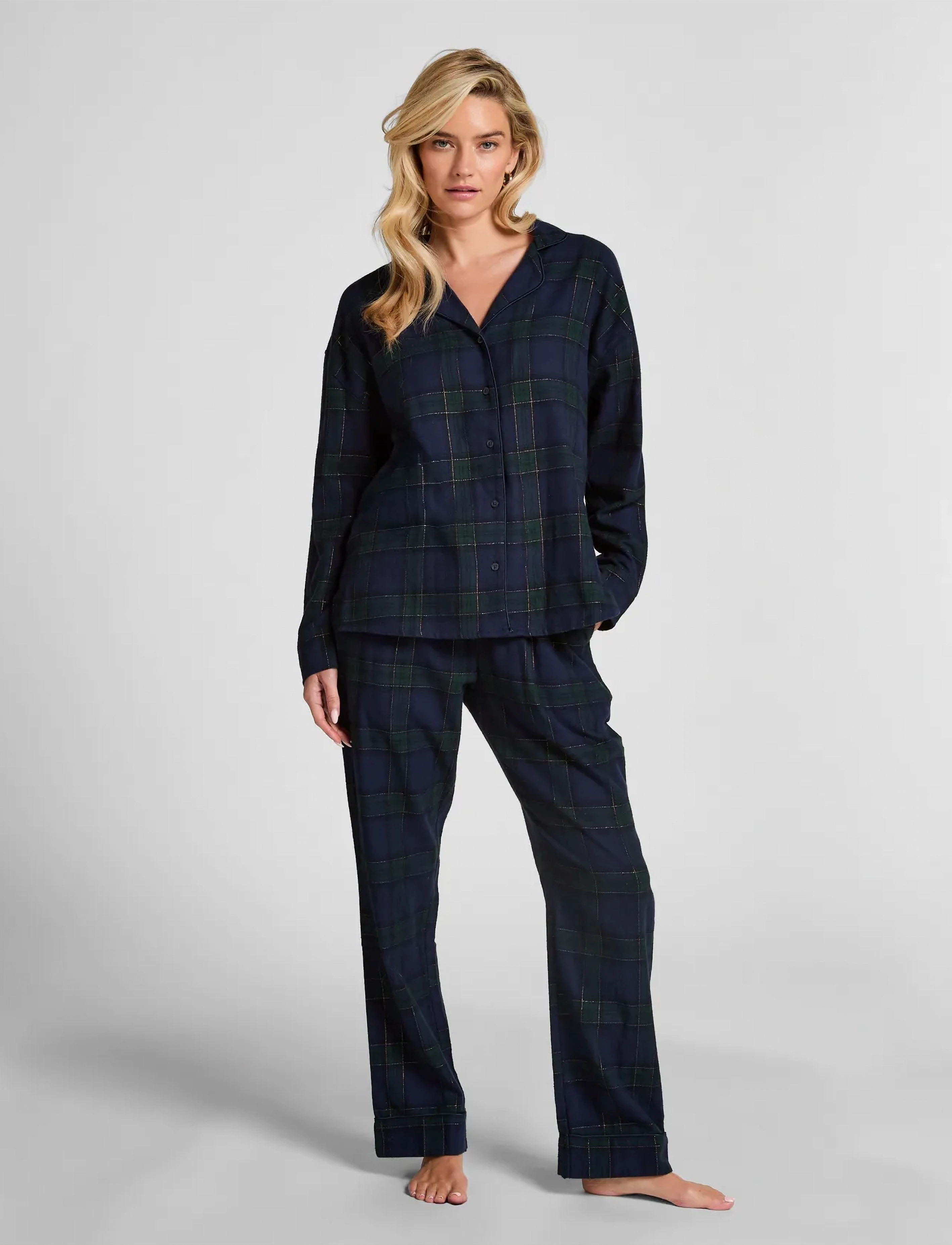 Hunkemöller - JACKET LS FLANNEL TWILL CHECK - madalaimad hinnad - naval academy - 4