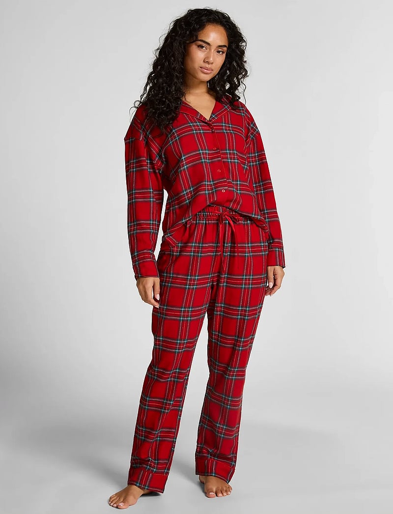Hunkemöller - PANT FLANNEL STRAIGHT CHECK - julpyjamas - savvy red - 0