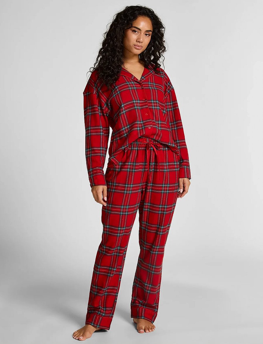Hunkemöller - PANT FLANNEL STRAIGHT CHECK - pyjama pants - savvy red - 0