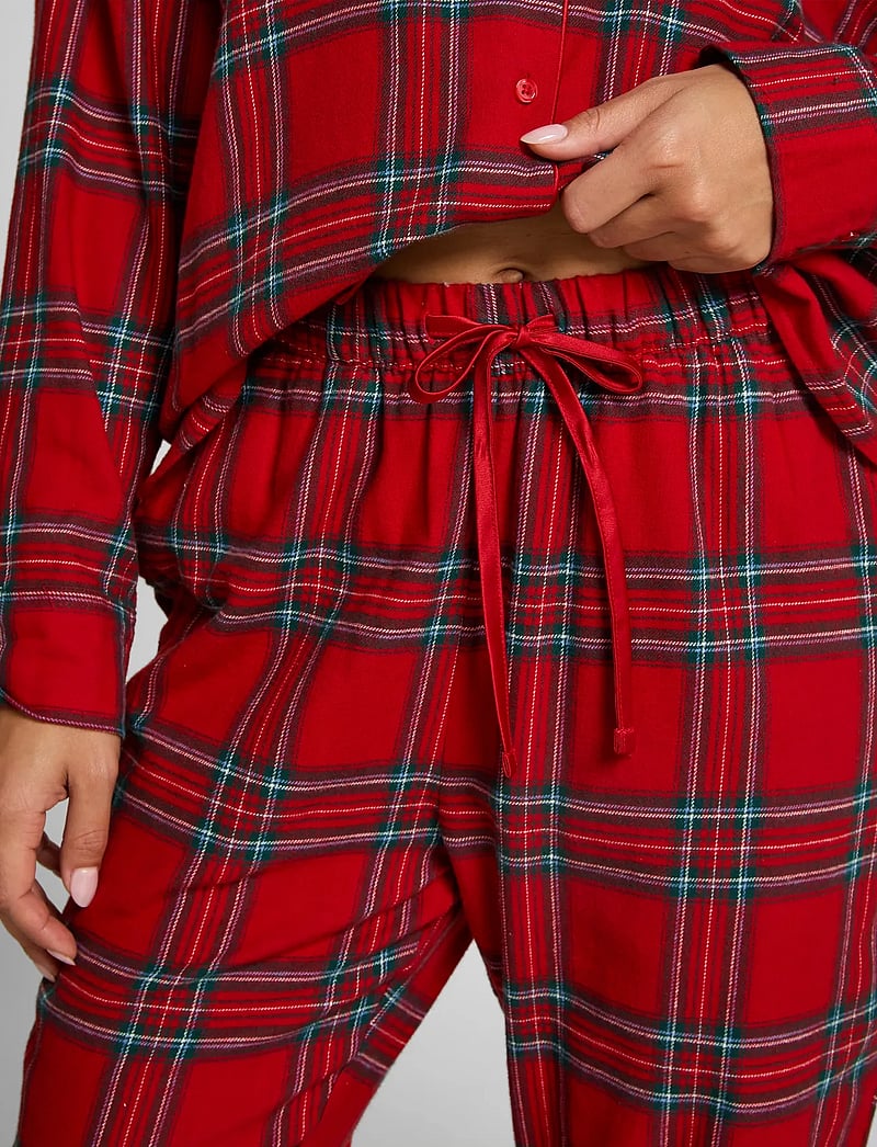Hunkemöller - PANT FLANNEL STRAIGHT CHECK - julpyjamas - savvy red - 4