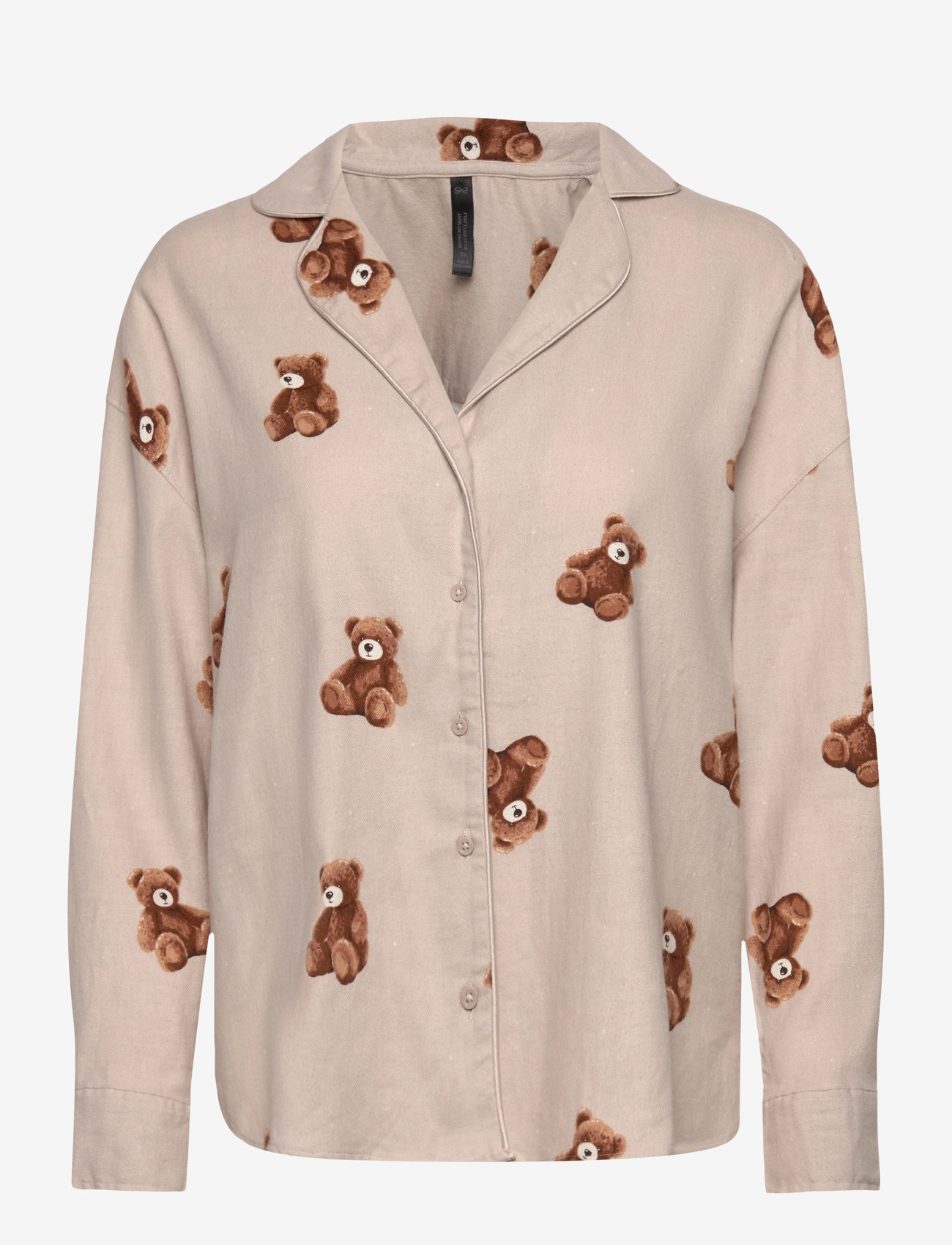 Hunkemöller - JACKET LS FLANNEL TWILL BEAR - alussärgid - gray morn - 1