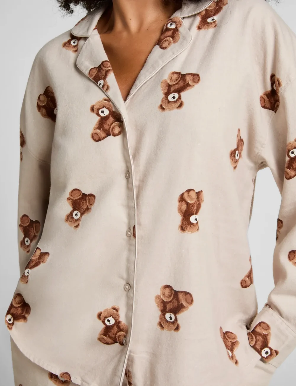 Hunkemöller - JACKET LS FLANNEL TWILL BEAR - overdele - gray morn - 3