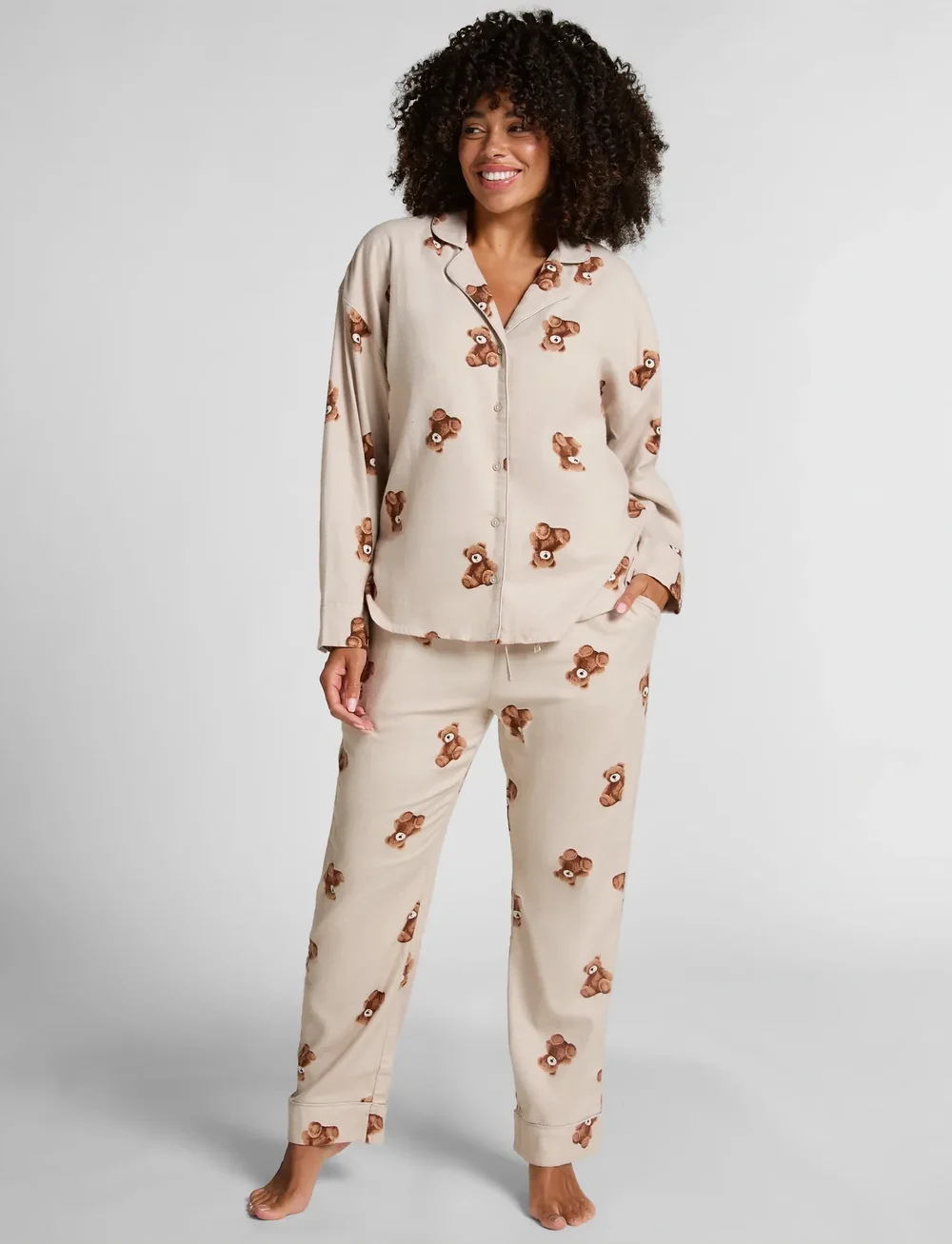 Hunkemöller - JACKET LS FLANNEL TWILL BEAR - overdele - gray morn - 4