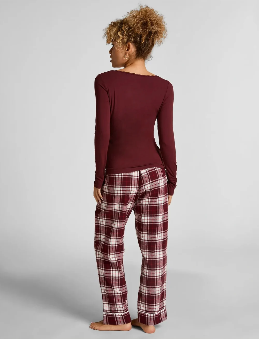 Hunkemöller - Flannel Pyjama Pants - julepyjamas - windsor wine - 4