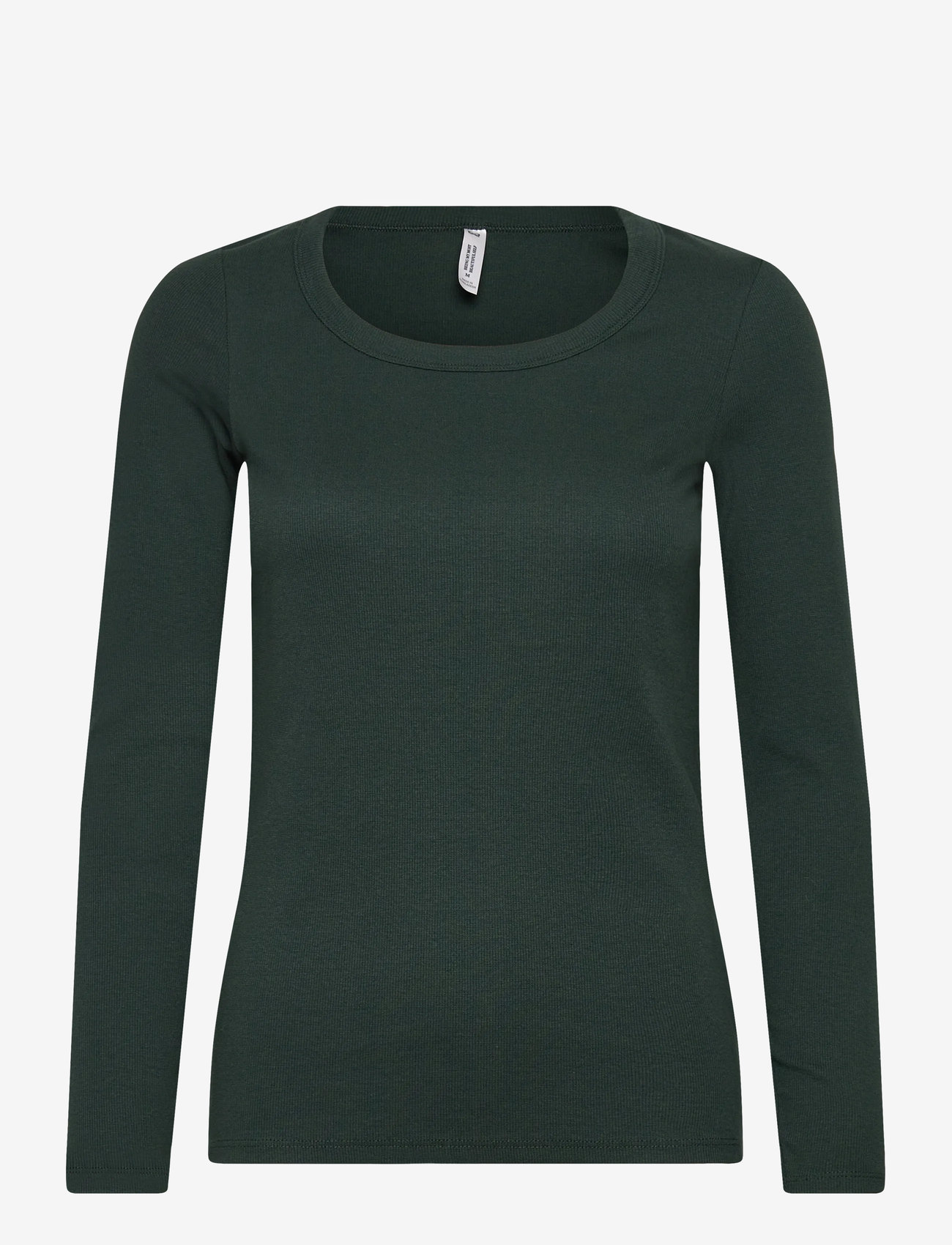 Hunkemöller - TOP LS CREW RIB COTTON - green gables - 1