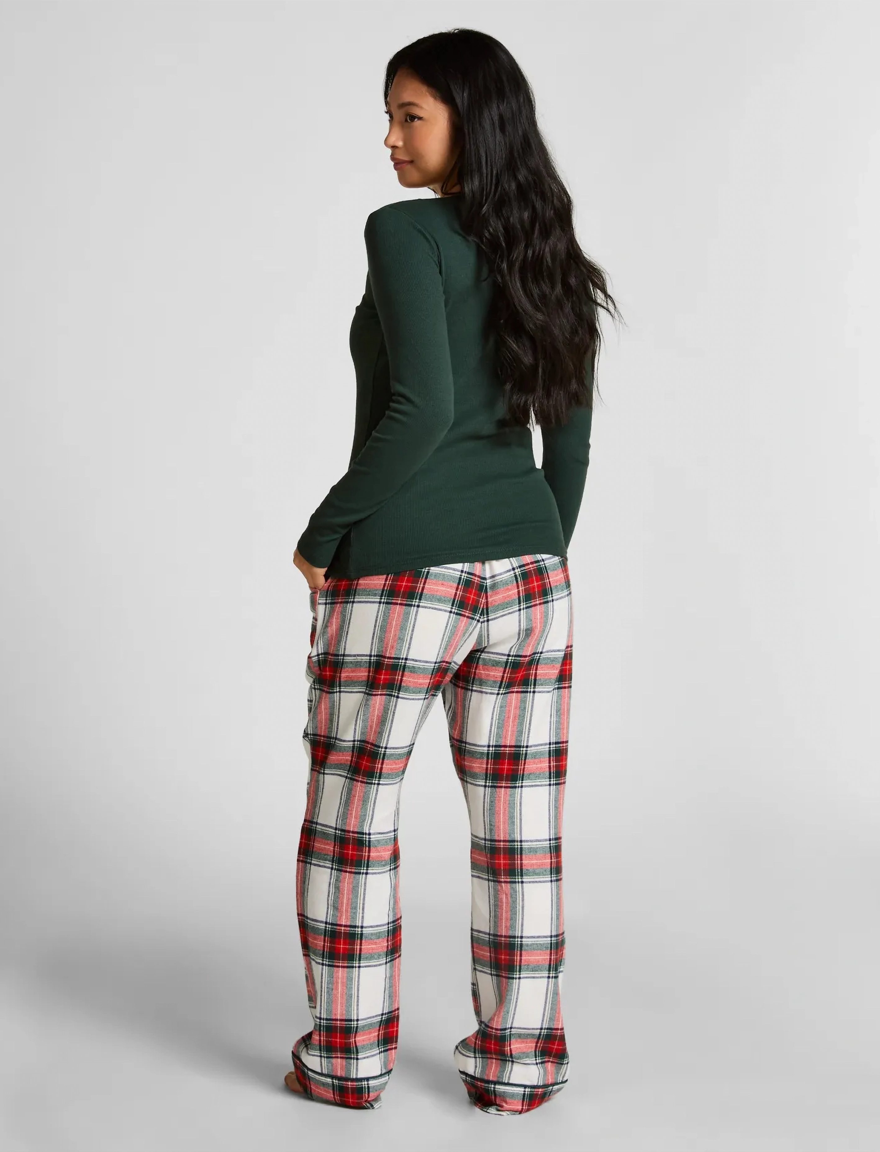 Hunkemöller - TOP LS CREW RIB COTTON - green gables - 5