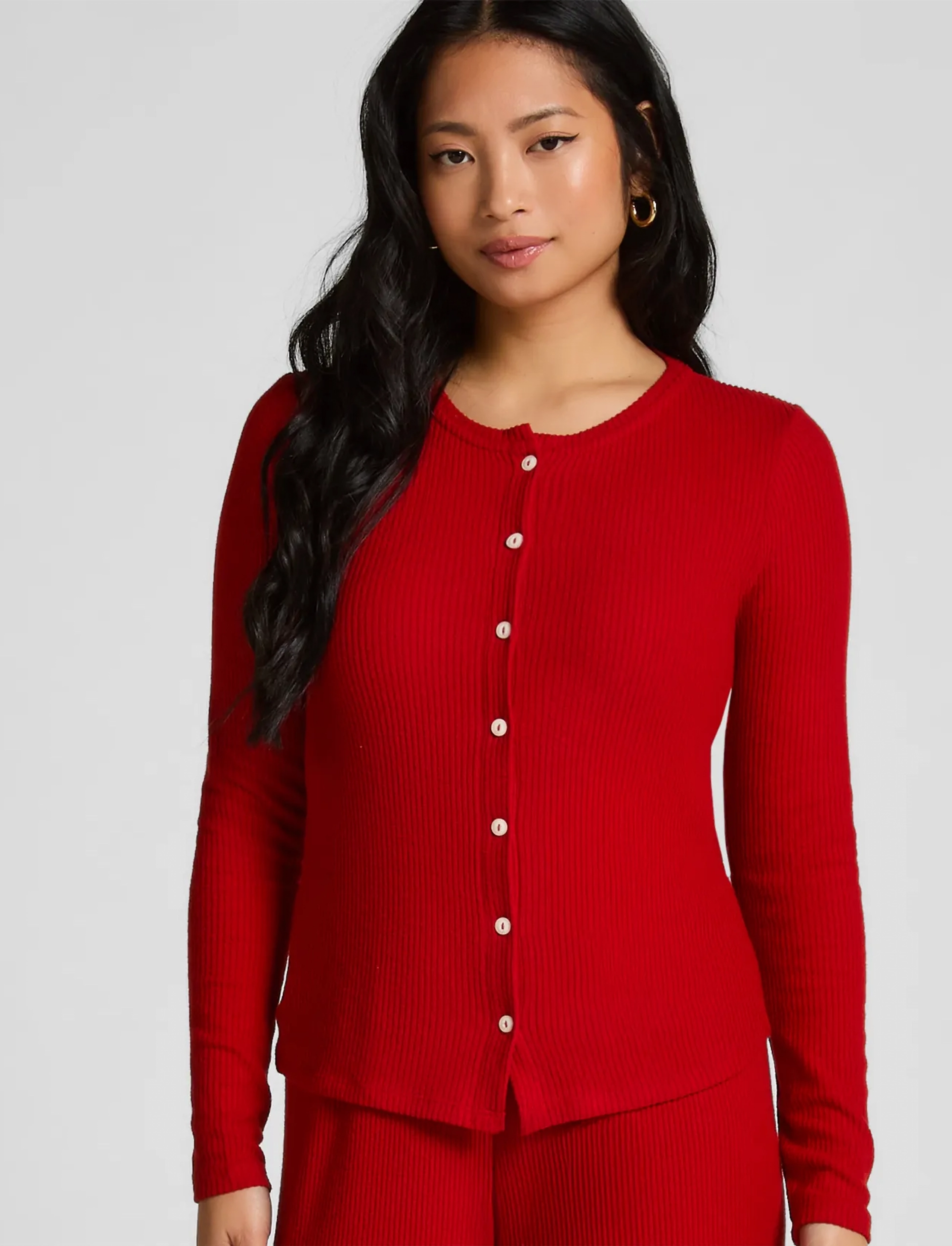 Hunkemöller Cardigan Brushed Jersey - Hunkemöller - SAVVY RED / red
