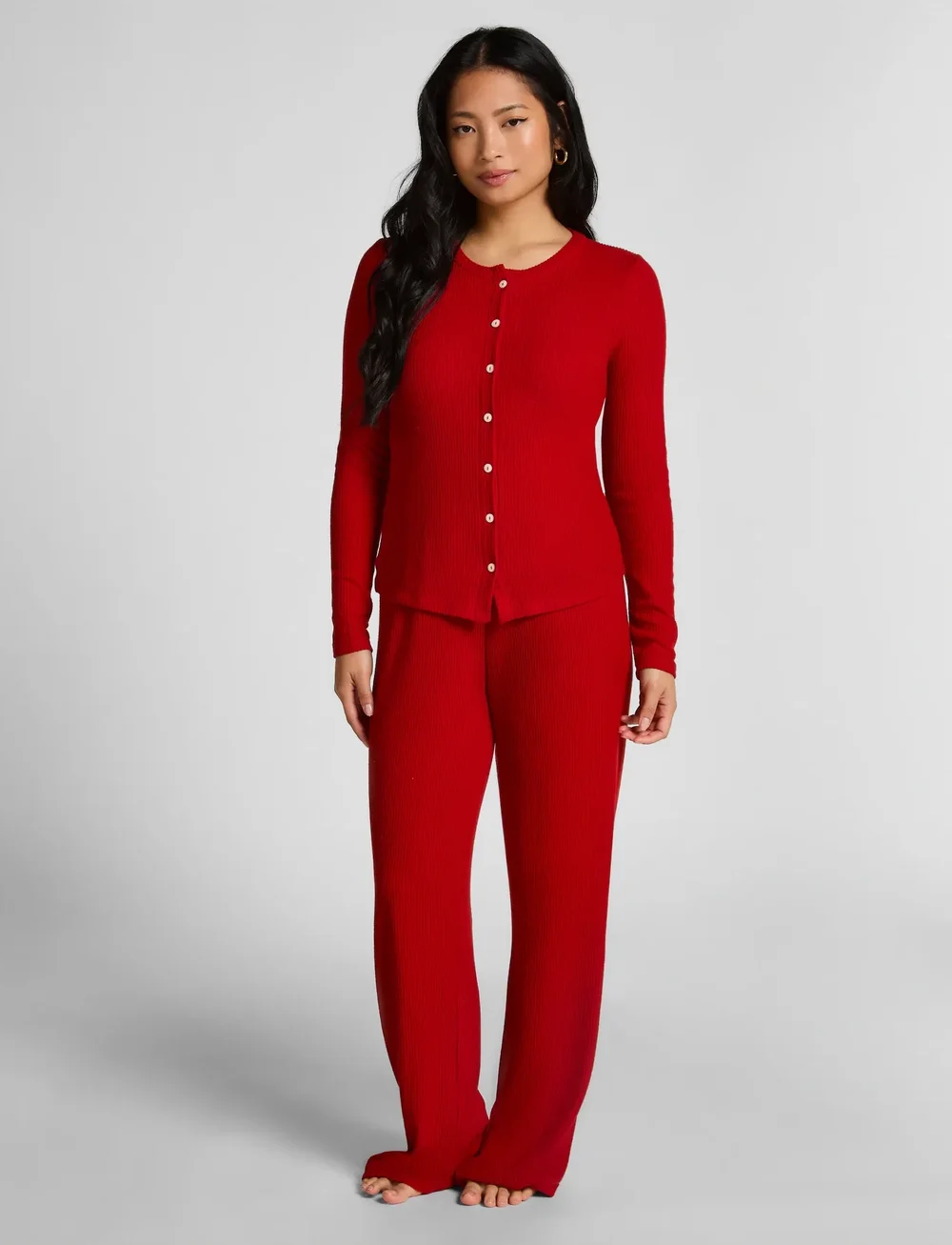Hunkemöller - Cardigan Brushed Jersey - julepyjamas - savvy red - 4