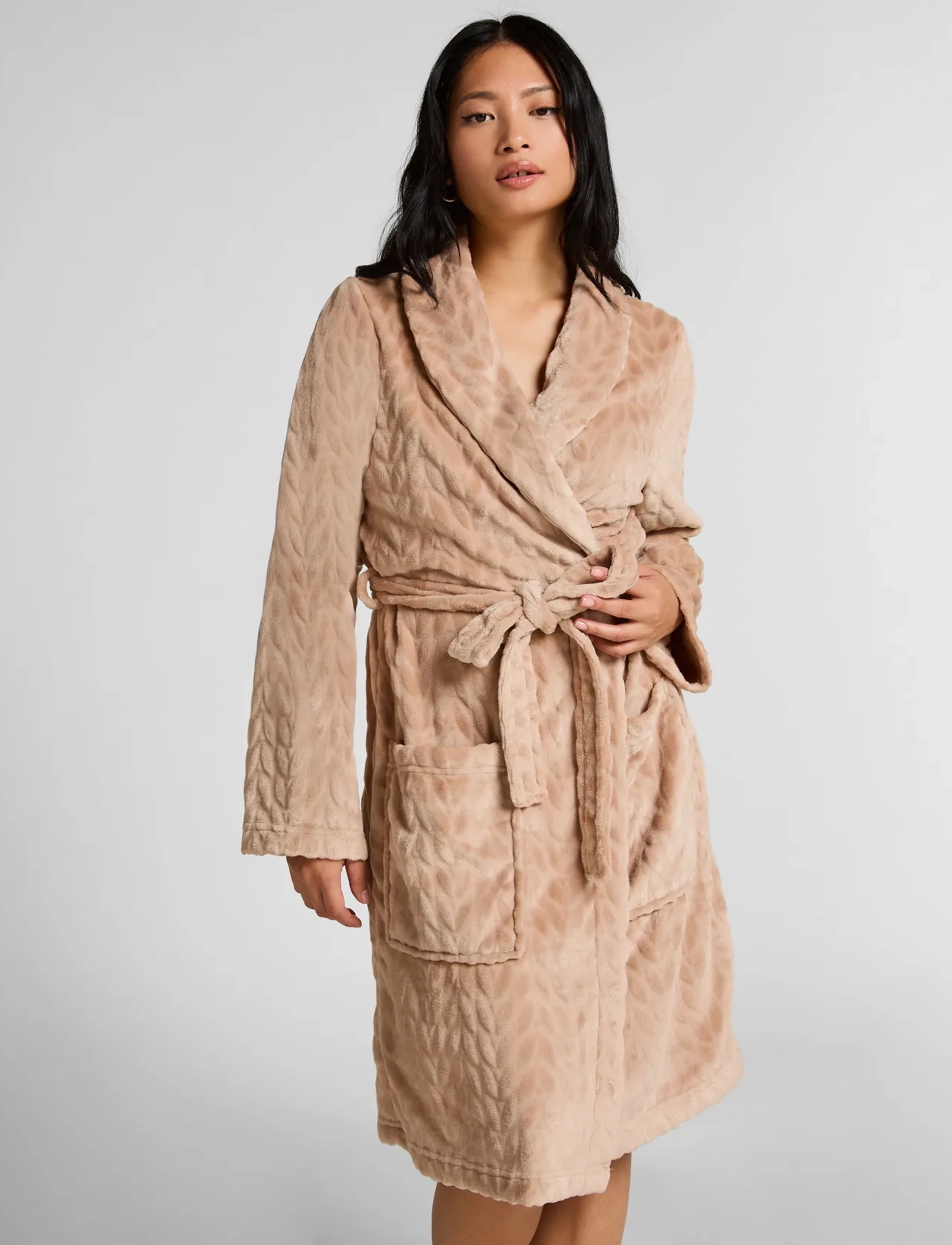 Hunkemöller Robe Short Flannel - Nachtwäsche - HKM TAN / beige