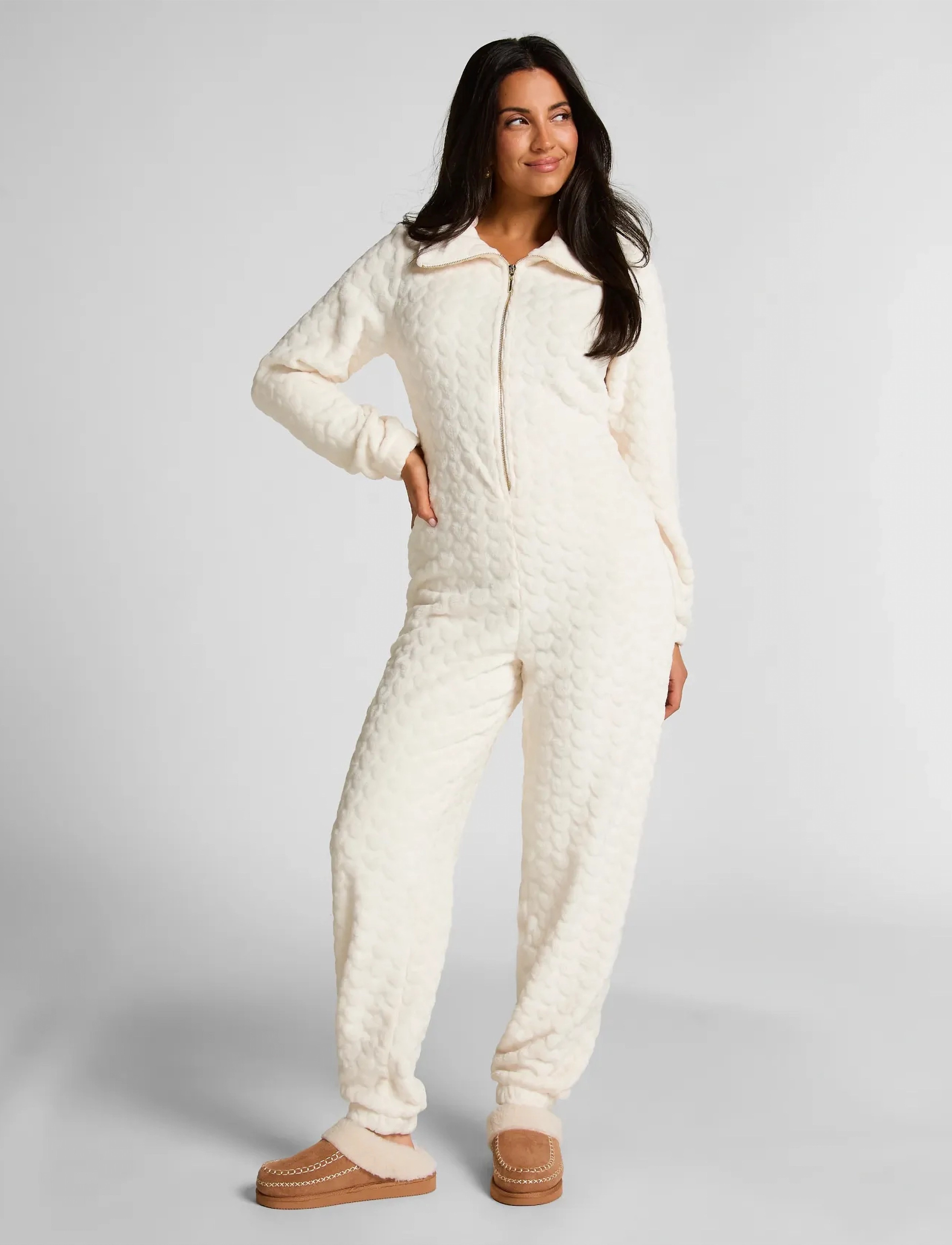Hunkemöller Onesie Cable Zip Up - Nachtwäsche - GARDENIA / cream
