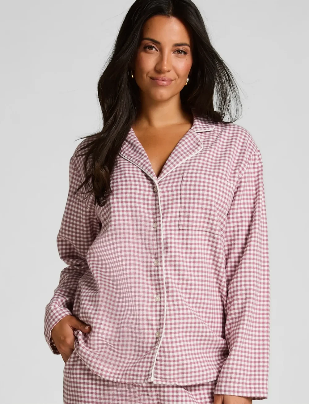 Hunkemöller - Essentials Flannel Pyjama Top - Överdelar - wistful mauve - 0