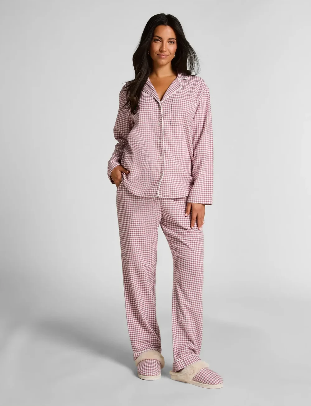 Hunkemöller - Essentials Flannel Pyjama Top - Överdelar - wistful mauve - 4