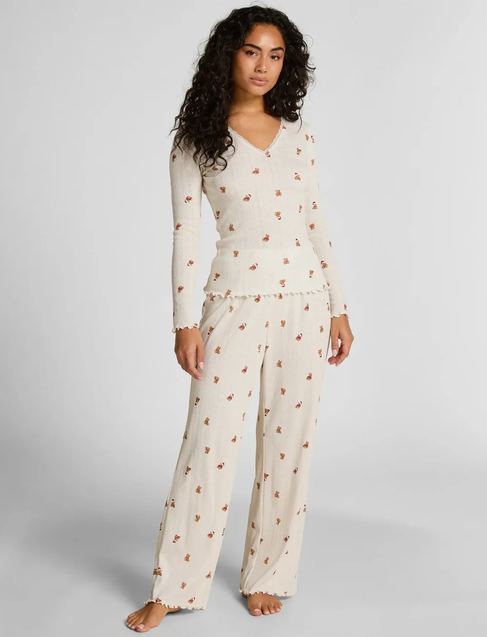 Hunkemöller - PJ LS POINTELLE BEAR - pyjamas - gardenia - 0