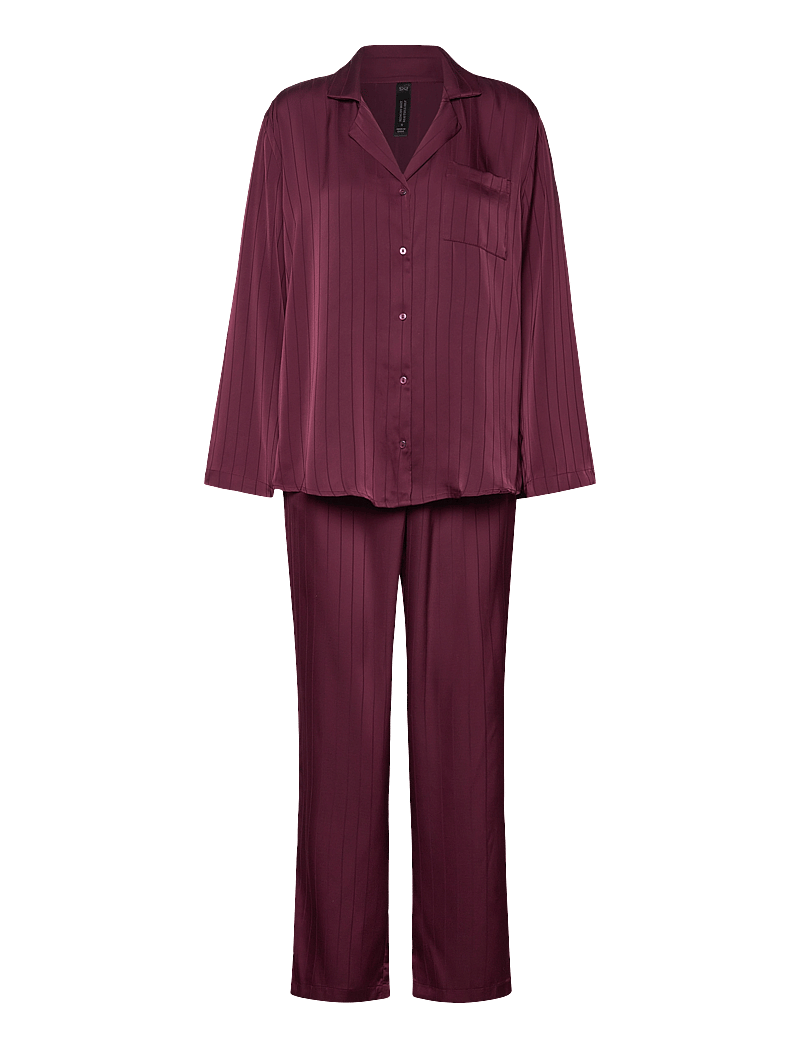 Hunkemöller - PJ LS SATIN PINSTRIPE - weihnachts-pyjamas - fig - 0