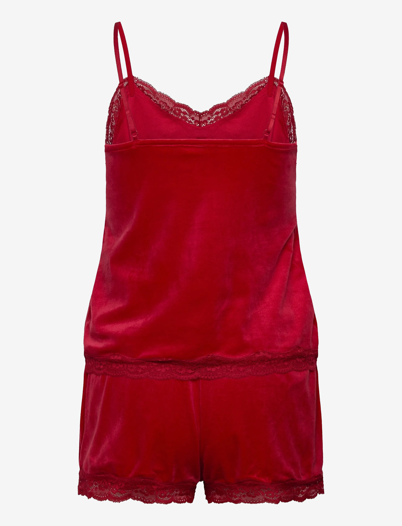 Hunkemöller - PJ CAMI VELOURS SCALLOP LACE - weihnachts-pyjamas - red - 2