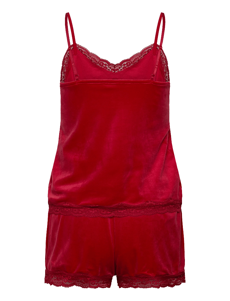 Hunkemöller - PJ CAMI VELOURS SCALLOP LACE - weihnachts-pyjamas - red - 2