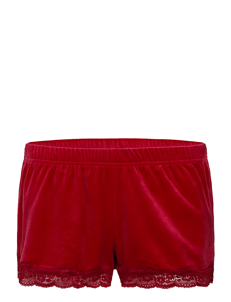 Hunkemöller - PJ CAMI VELOURS SCALLOP LACE - weihnachts-pyjamas - red - 3