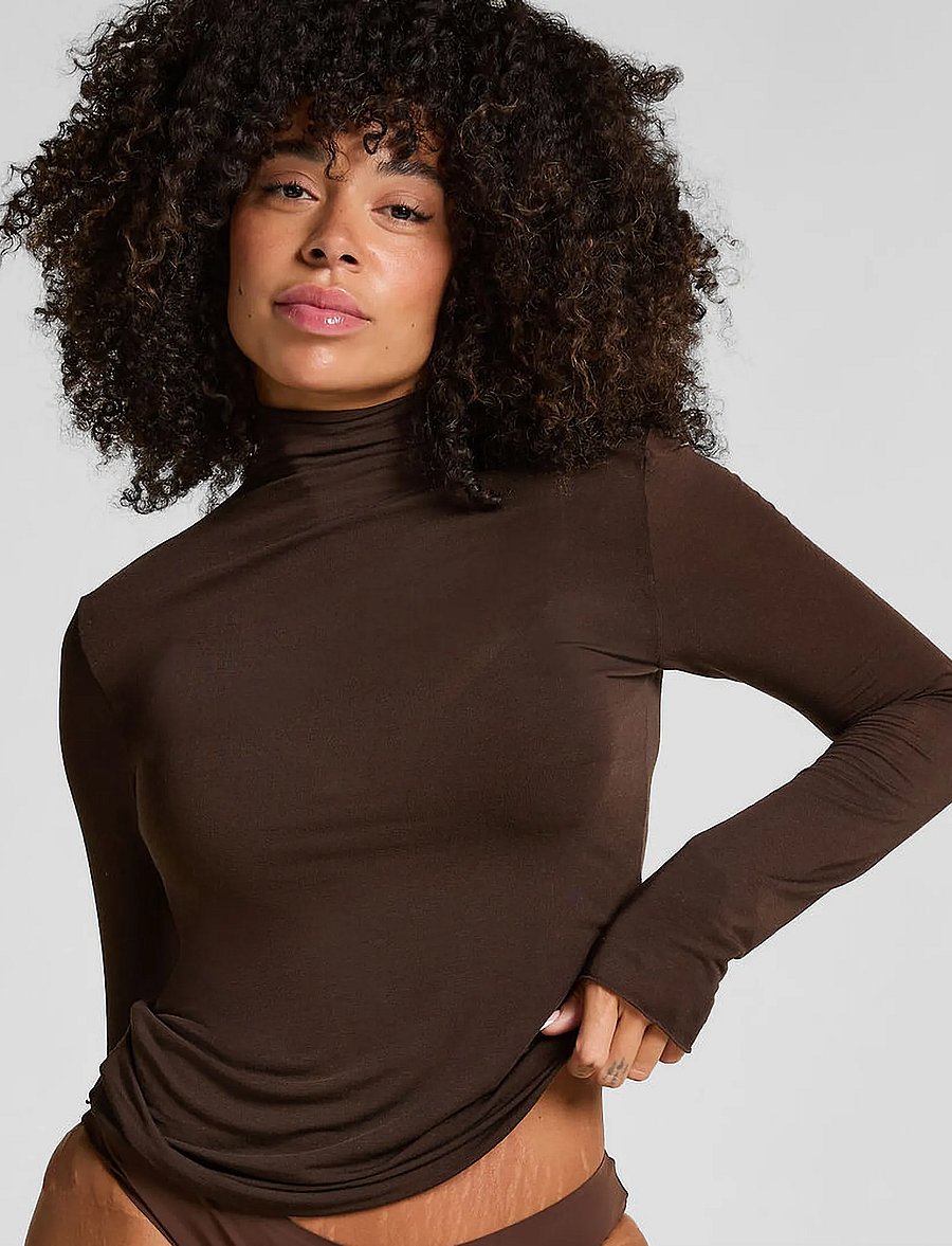 Hunkemöller - Top Ls Turtleneck Intimates - kashmir - coffee bean - 0