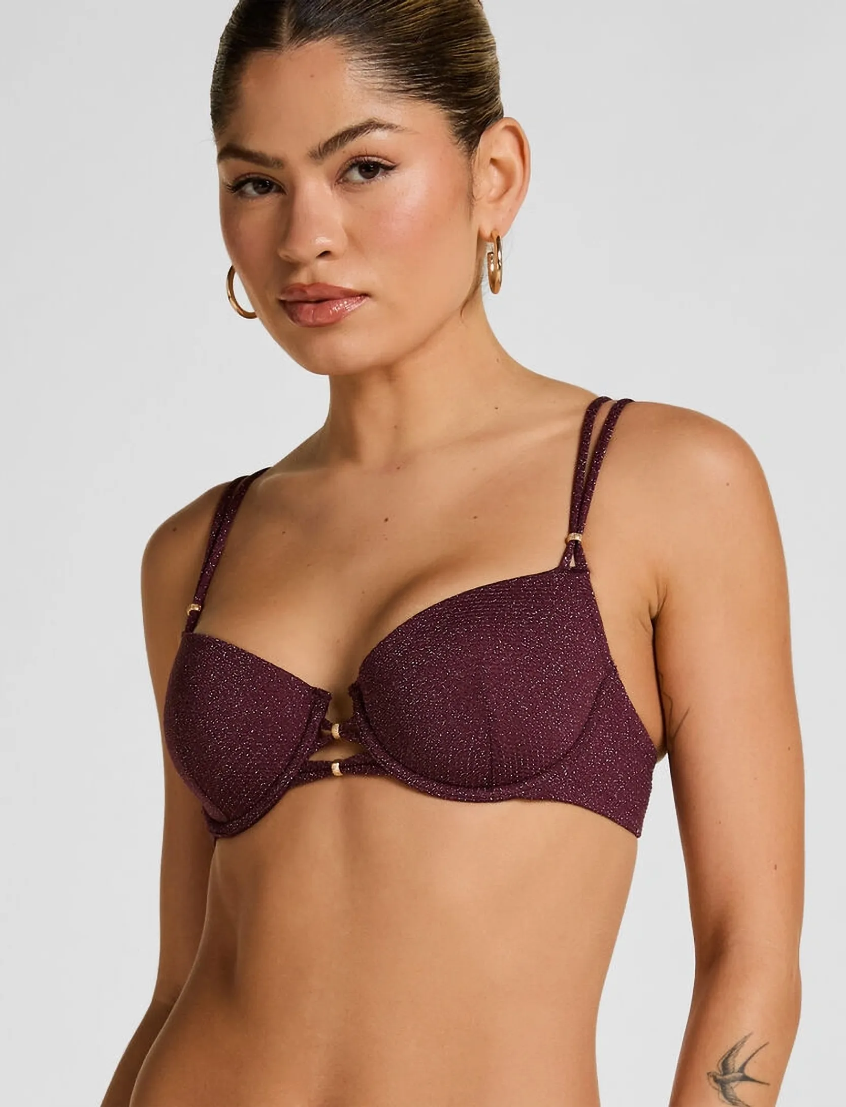 Hunkemöller PANAMA PD - Bikini overdele - FIG / burgundy