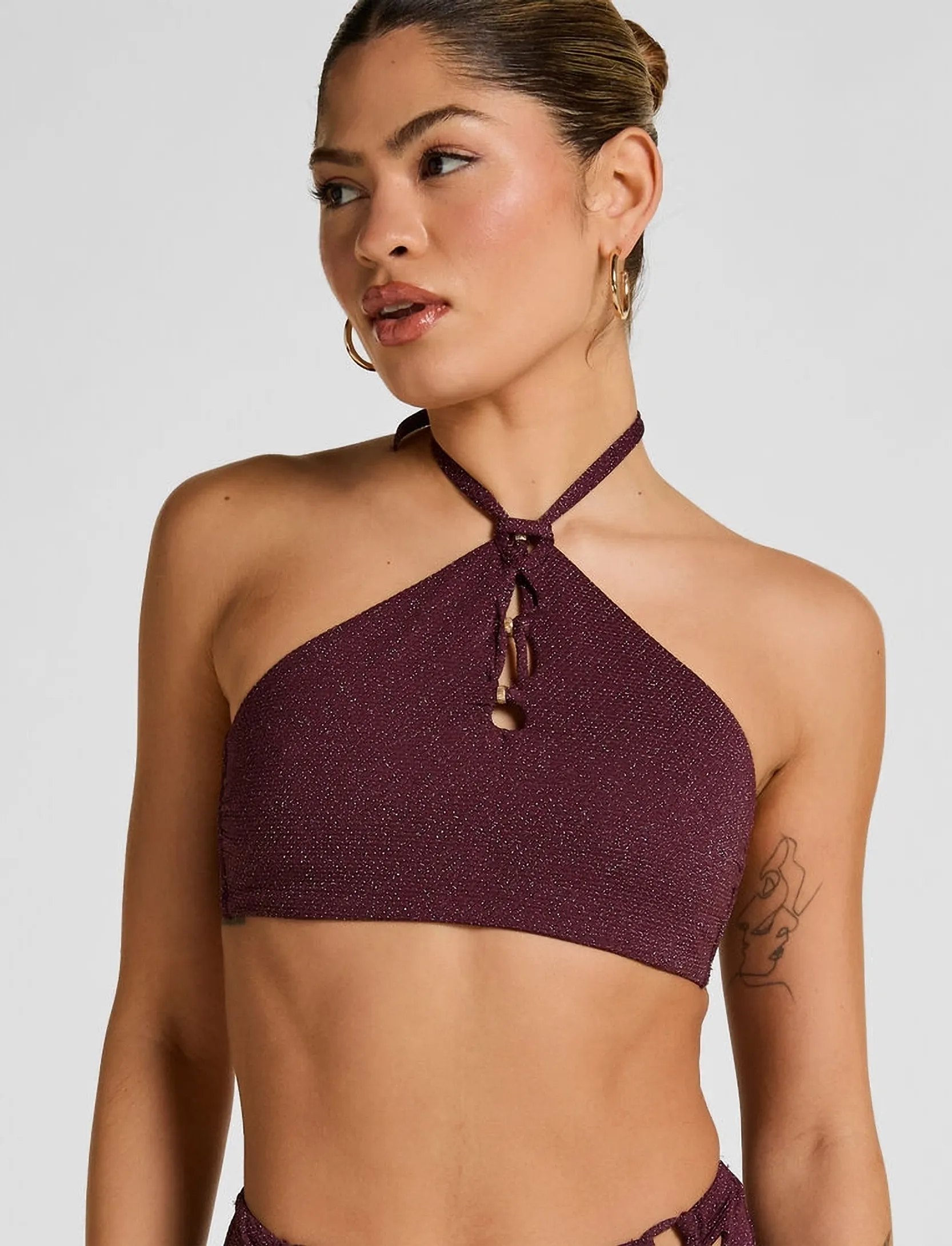 Hunkemöller PANAMA CROP TOP - Bikini overdele - FIG / burgundy