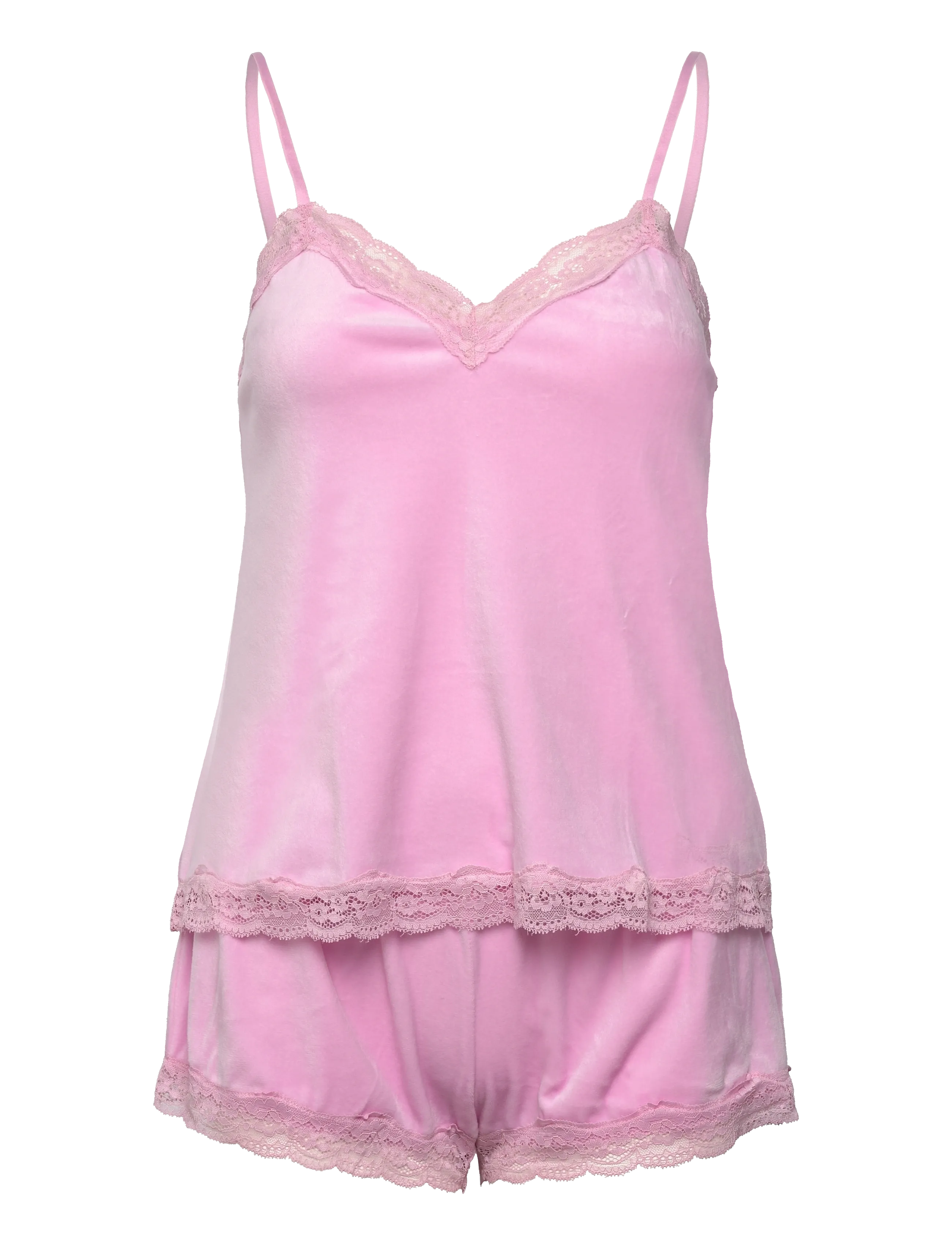 Hunkemöller Pj Cami Velours Scallop Lace - Nachtwäsche - PIROUETTE / pink/rose