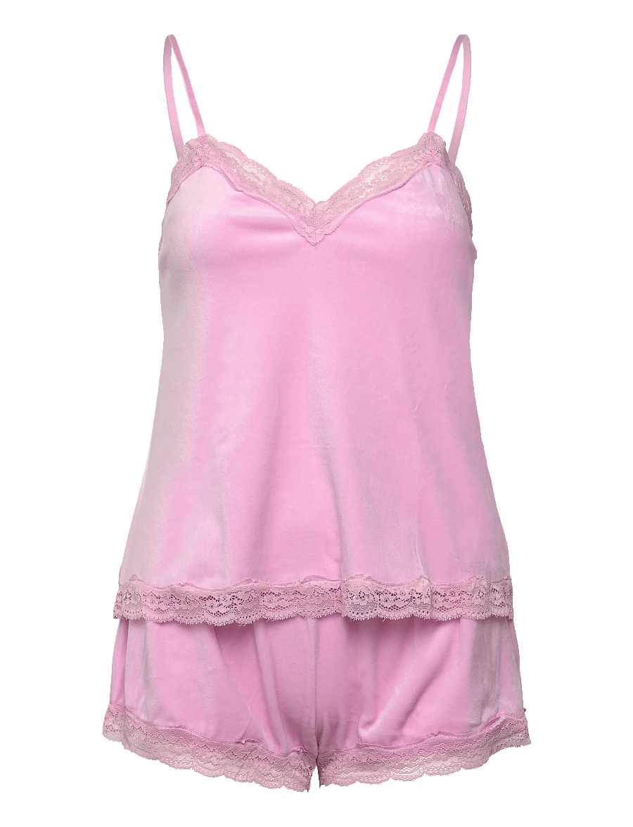 Hunkemöller - Pj Cami Velours Scallop Lace - náttföt - pirouette - 1