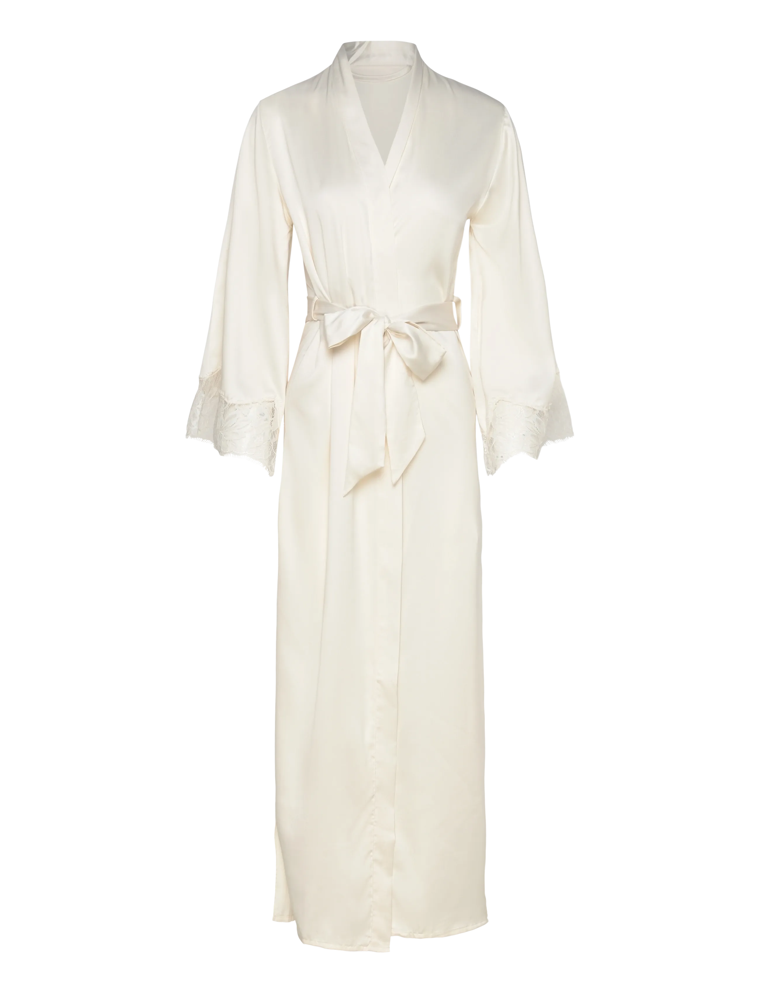 Hunkemöller Kimono Long Satin Lace Valerie - Underkläder - GARDENIA / white