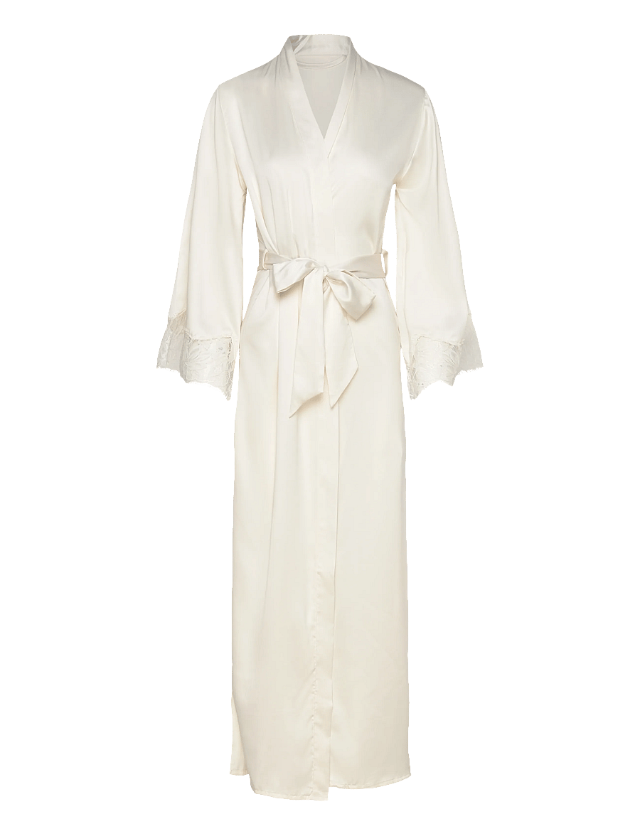 Hunkemöller - Kimono Long Satin Lace Valerie - kimonos - gardenia - 1