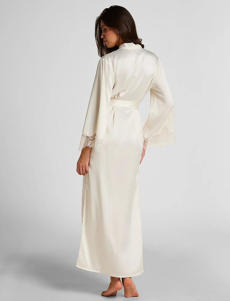 Hunkemöller - Kimono Long Satin Lace Valerie - kimonos - gardenia - 4