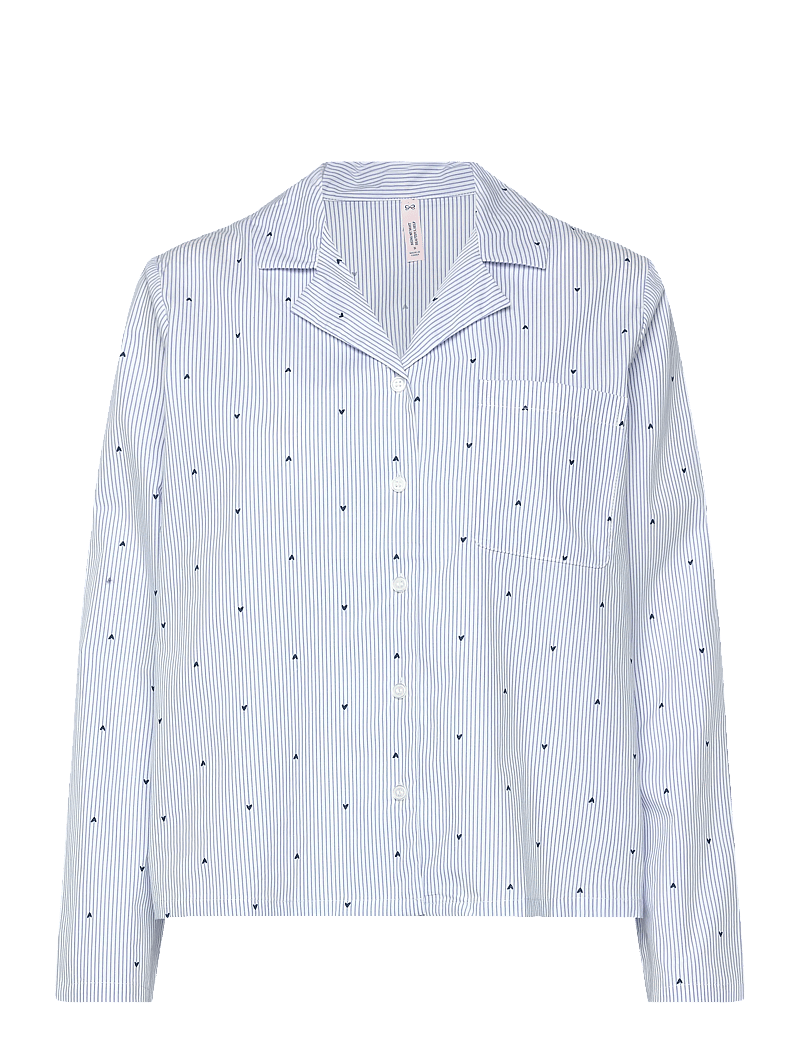 Hunkemöller - Jacket Ls Cotton Stripe Heart - oberteile - cornflower blue - 1