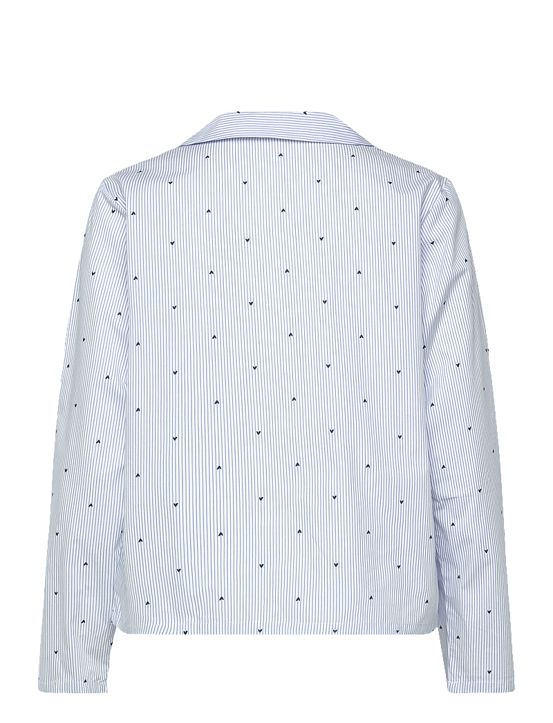 Hunkemöller - Jacket Ls Cotton Stripe Heart - oberteile - cornflower blue - 2