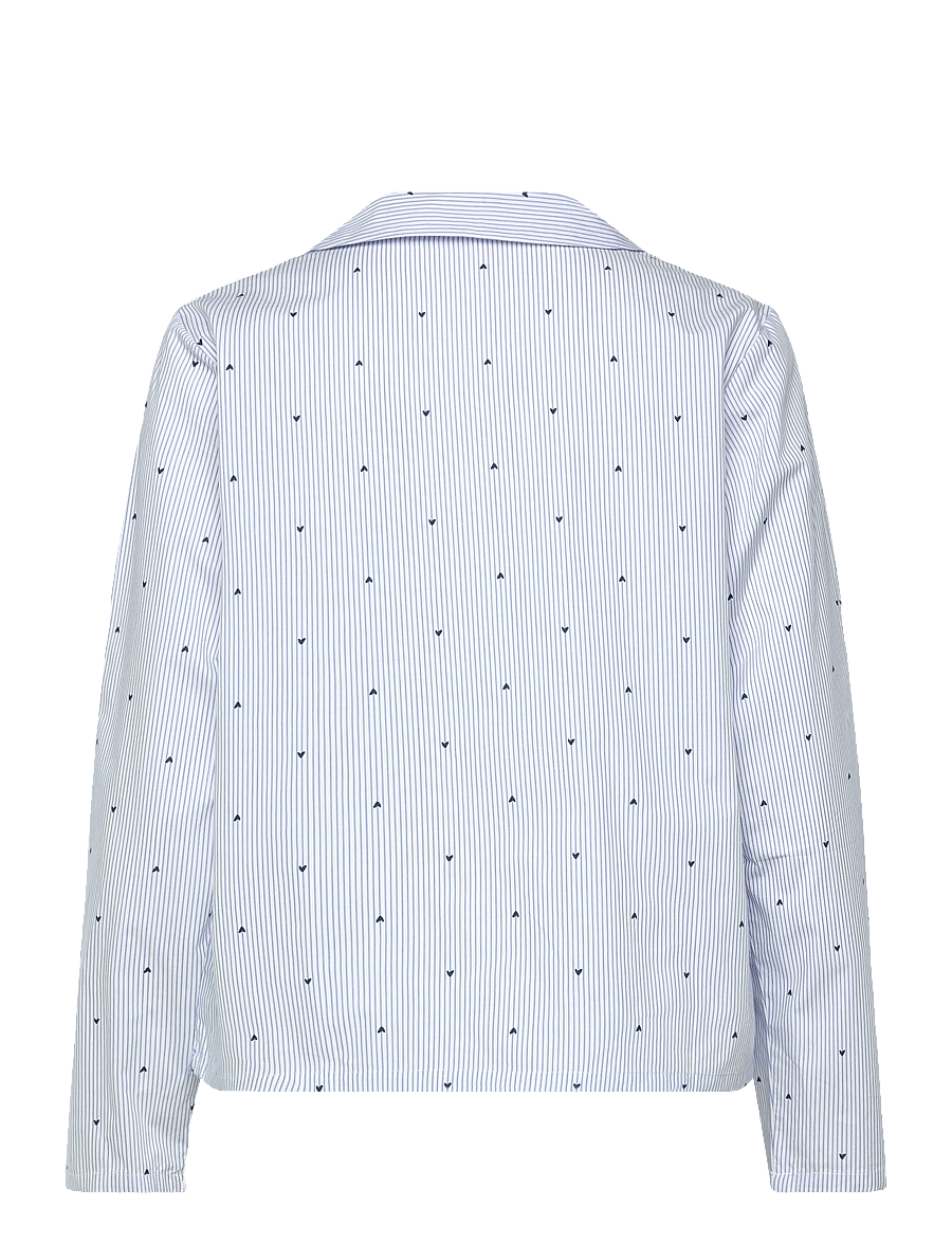 Hunkemöller - Jacket Ls Cotton Stripe Heart - oberteile - cornflower blue - 2
