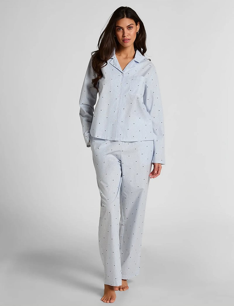 Hunkemöller - Jacket Ls Cotton Stripe Heart - oberteile - cornflower blue - 4