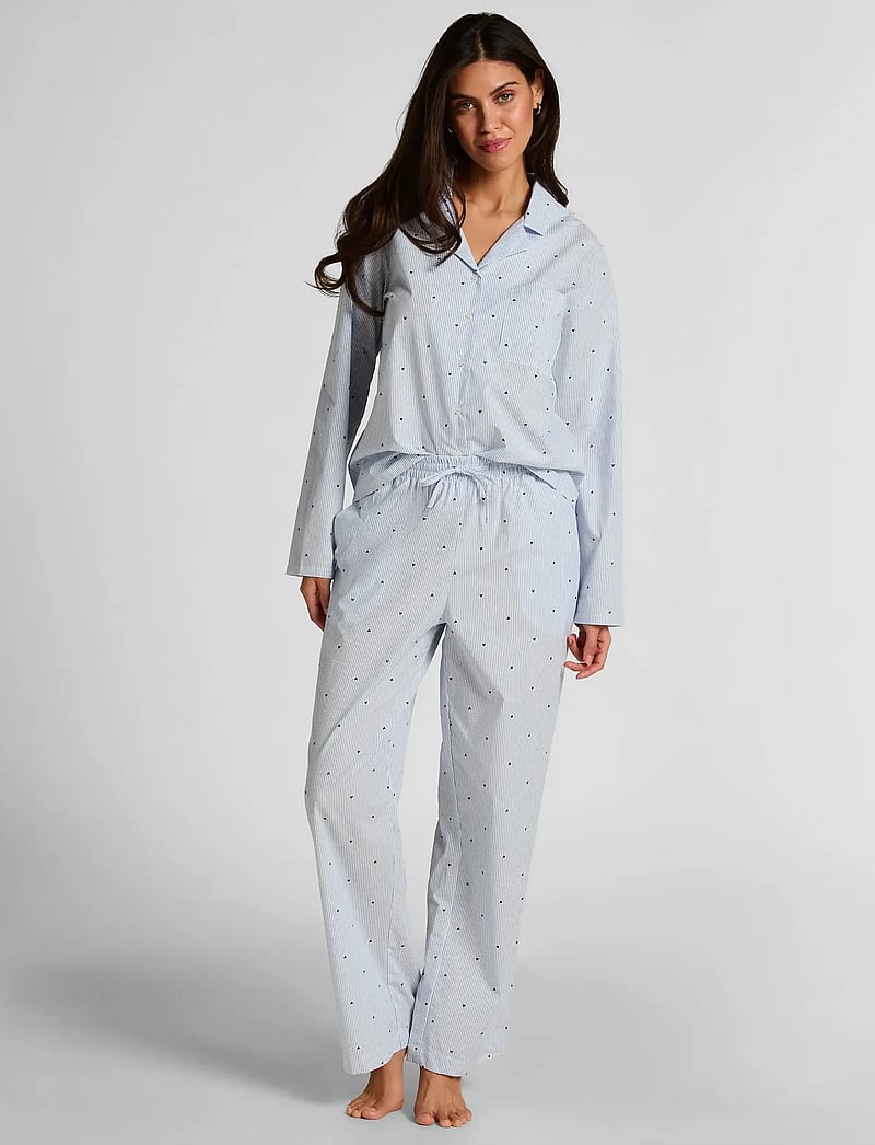 Hunkemöller - Pant Woven Co Stripe Hearts - natbukser - cornflower blue - 0