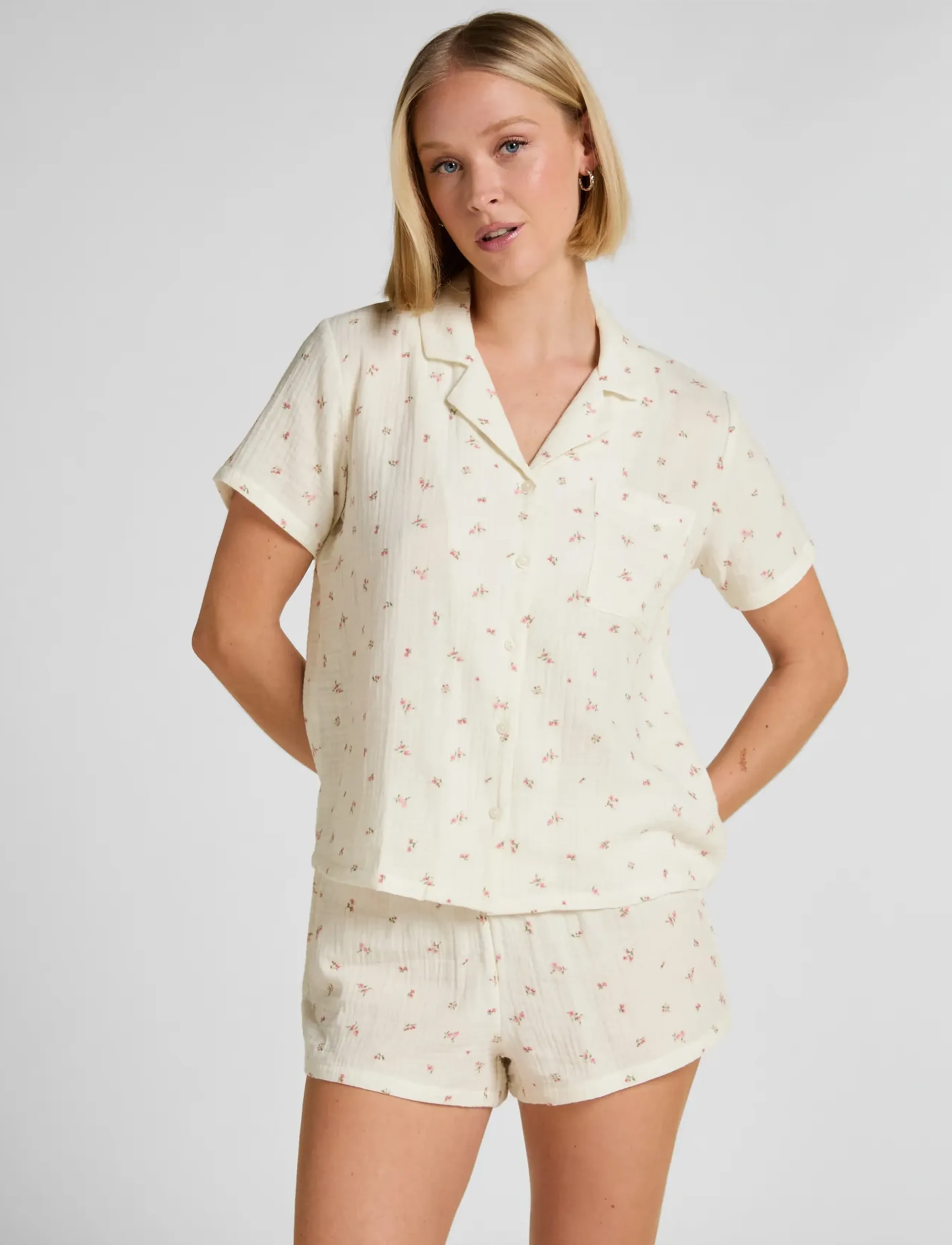 Hunkemöller - JACKET SS MUSLIN FLOWER - snow white - 4