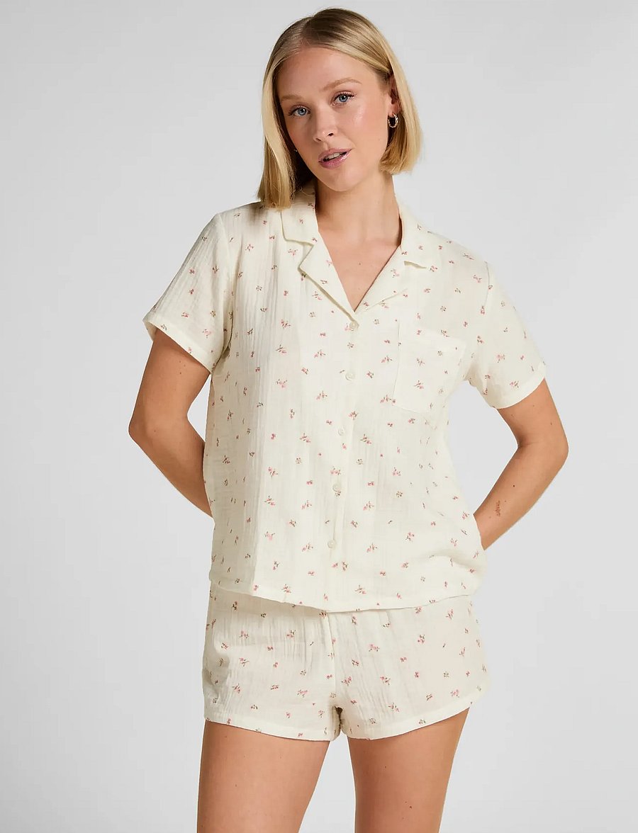 Hunkemöller - JACKET SS MUSLIN FLOWER - snow white - 4